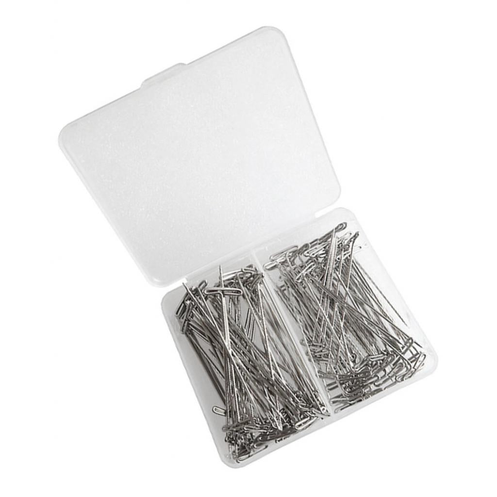 110 Pieces Mixed Sizes Metal Wig T-Pins with Plastic Box 38mm & 51mm