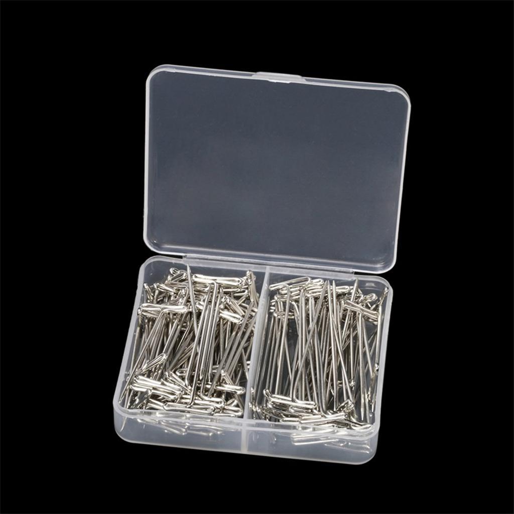 110 Pieces Mixed Sizes Metal Wig T-Pins with Plastic Box 38mm & 51mm