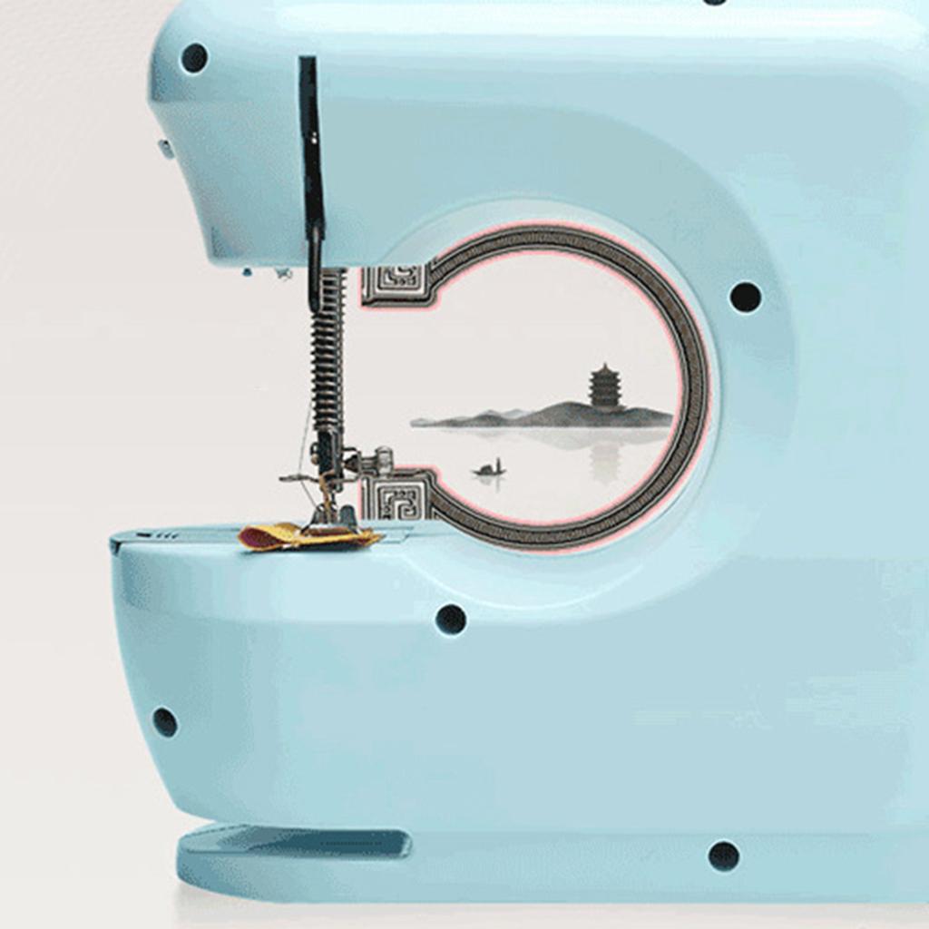 Mini Sewing Machine Desktop Electric Crafting Clothes Mending Machine Tailor Blue
