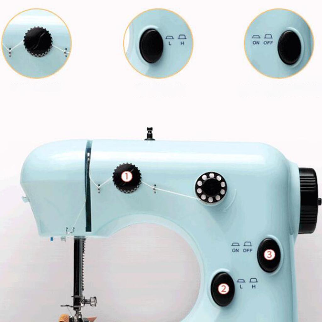 Mini Sewing Machine Desktop Electric Crafting Clothes Mending Machine Tailor Blue