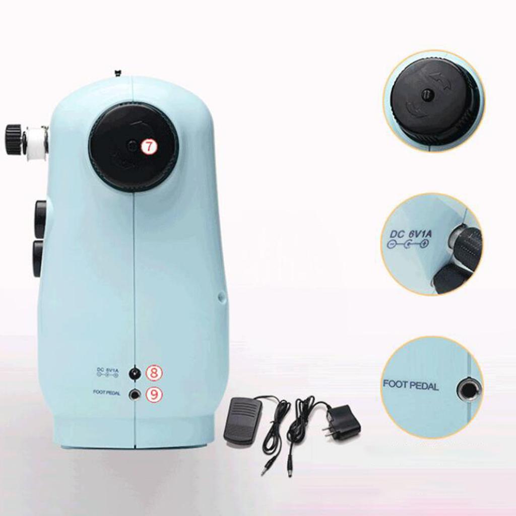 Mini Sewing Machine Desktop Electric Crafting Clothes Mending Machine Tailor Blue