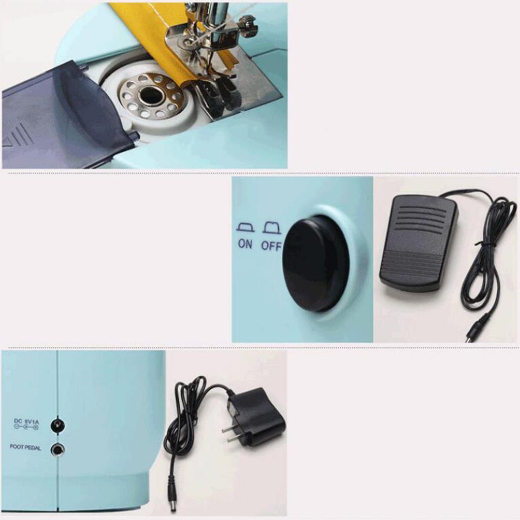 Mini Sewing Machine Desktop Electric Crafting Clothes Mending Machine Tailor Blue