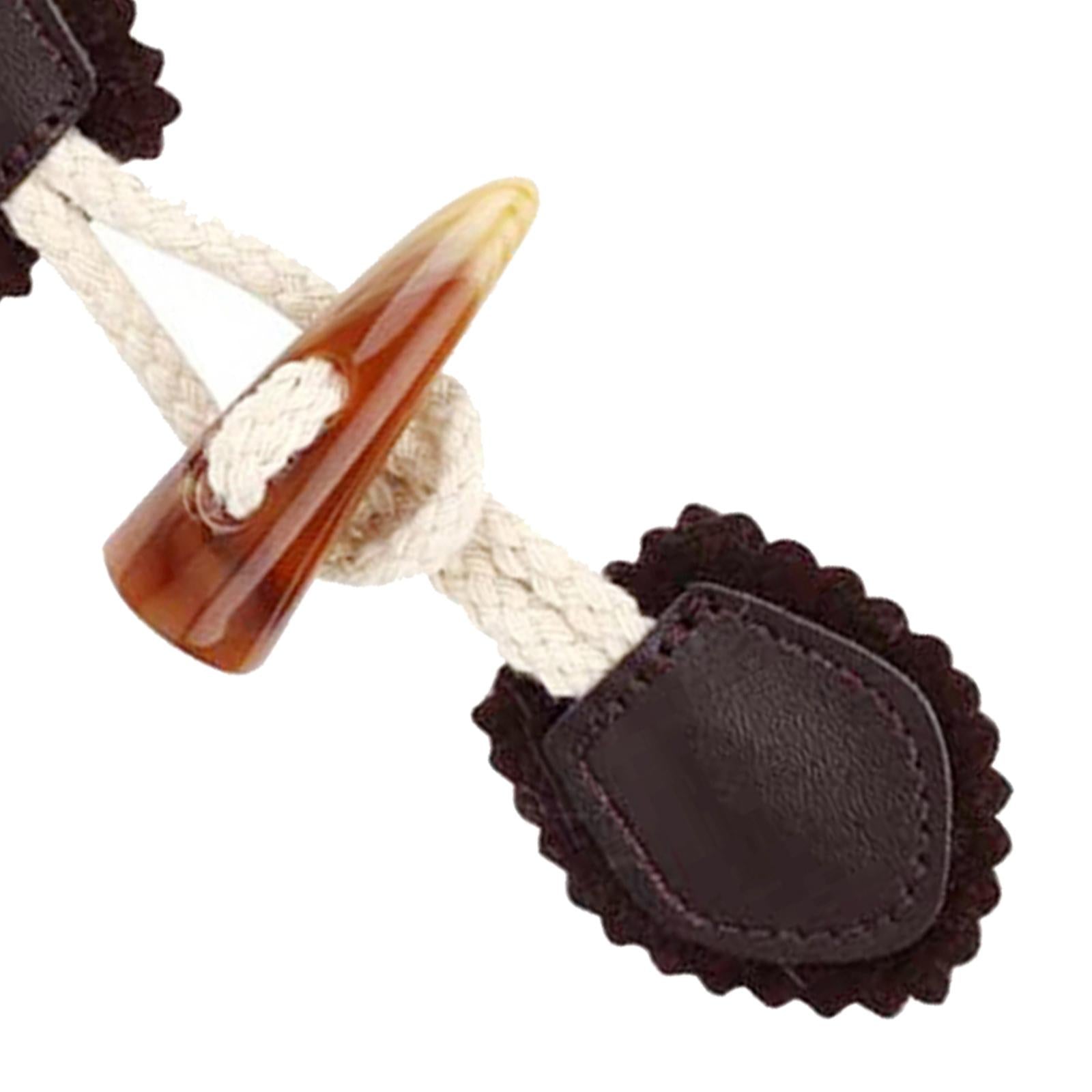 4 Pairs Leather Sew-On Toggles Resin Horn Button Closures DIY Sewing Coffee