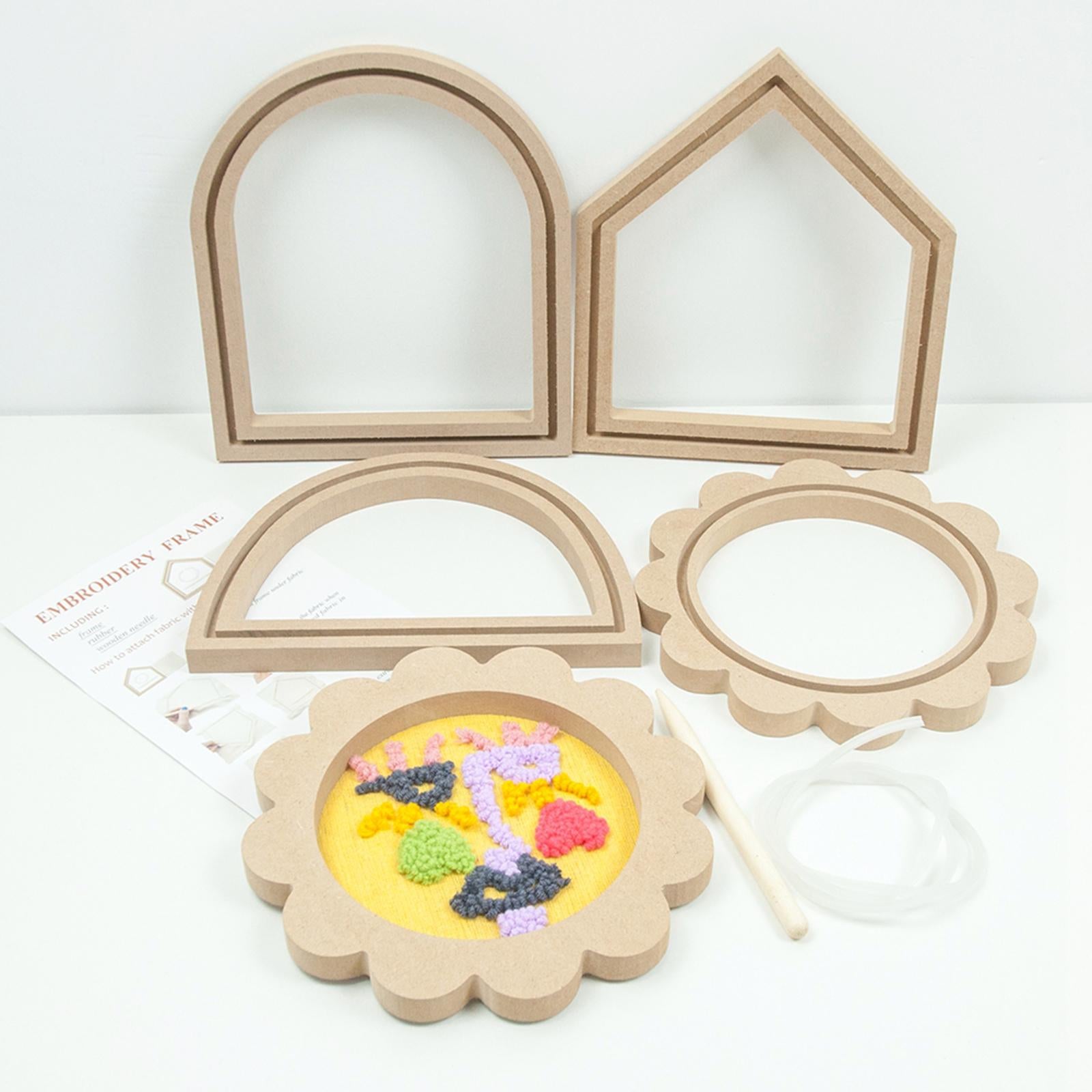 Wood Embroidery Hoops Fixed Frame Cross Stitch DIY Crafts  semicircle shape