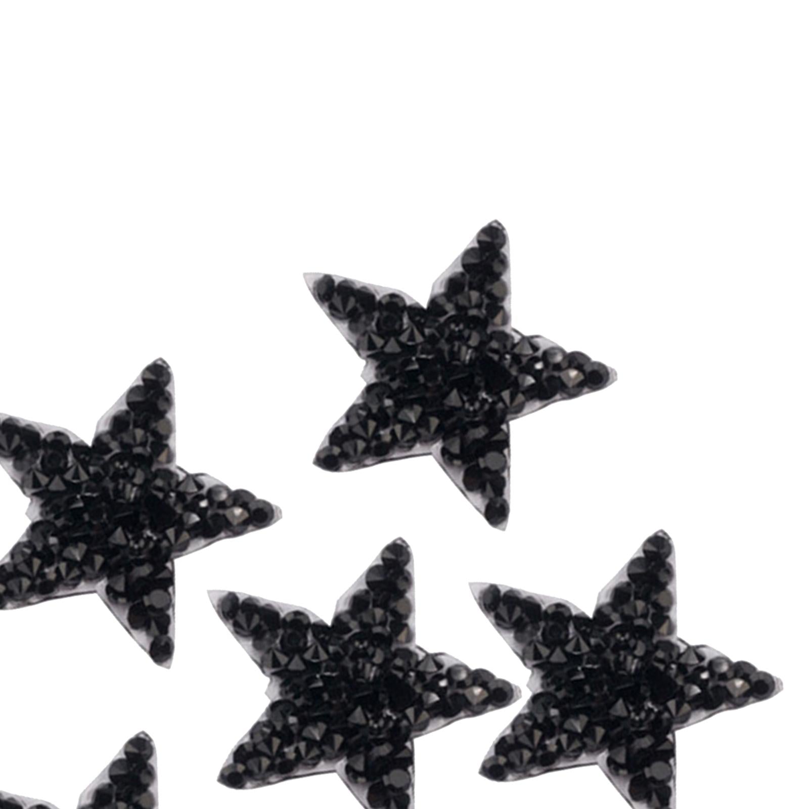 6PCS Rhinestone Star Patches Iron On Sew on Patch Appliques Black