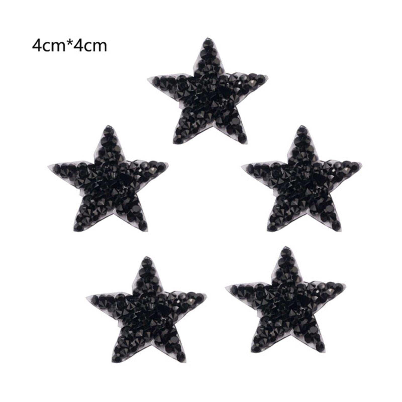 6PCS Rhinestone Star Patches Iron On Sew on Patch Appliques Black