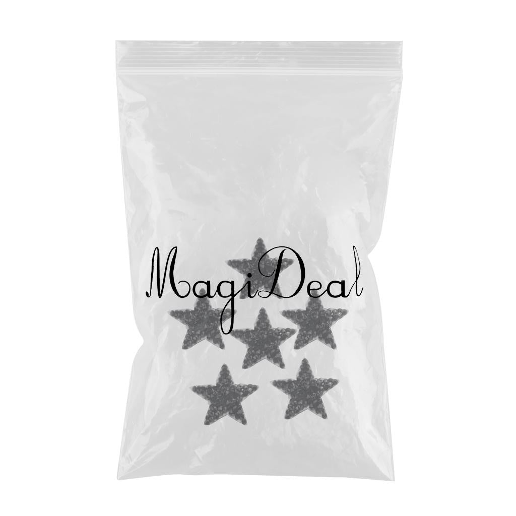 6PCS Rhinestone Star Patches Iron On Sew on Patch Appliques Black