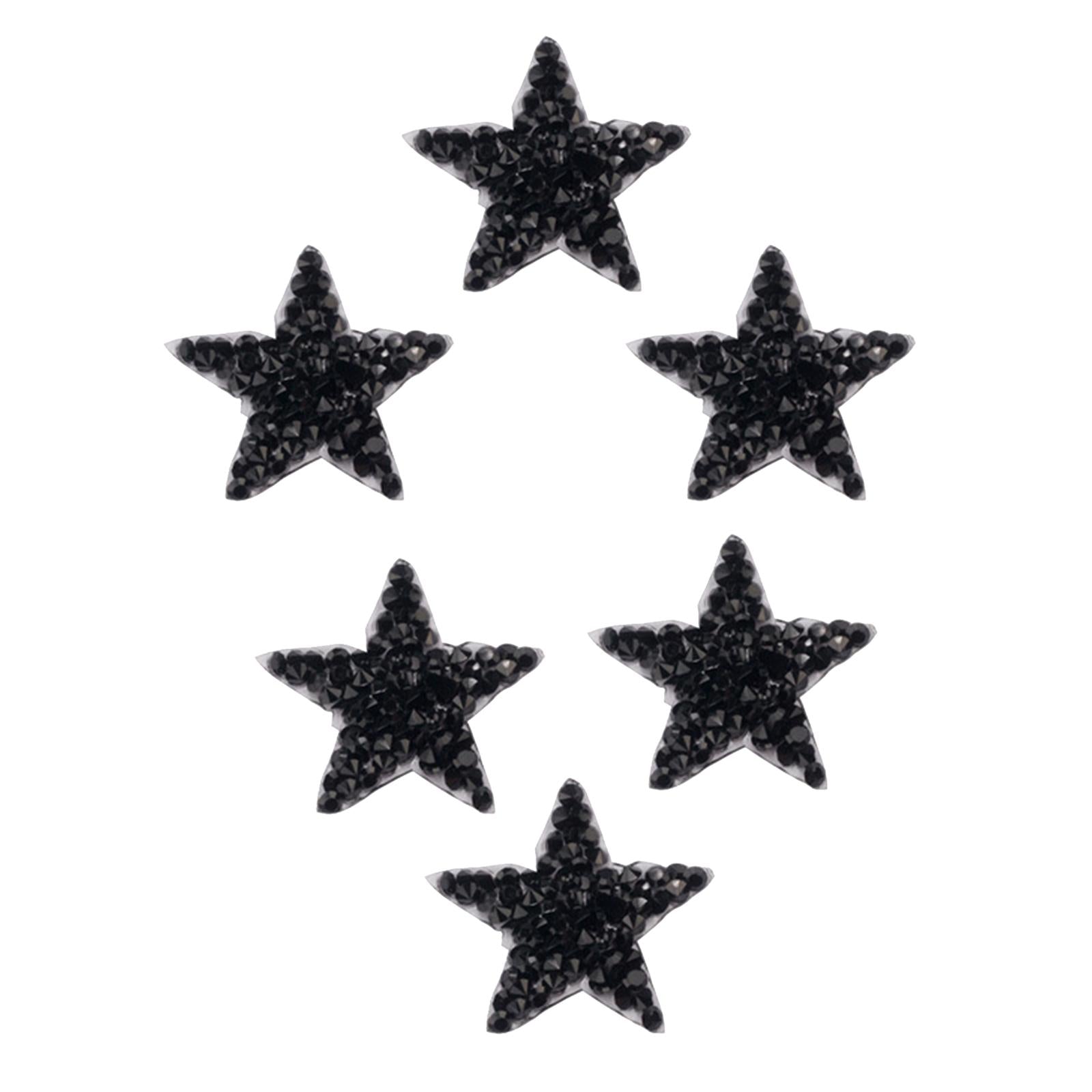 6PCS Rhinestone Star Patches Iron On Sew on Patch Appliques Black