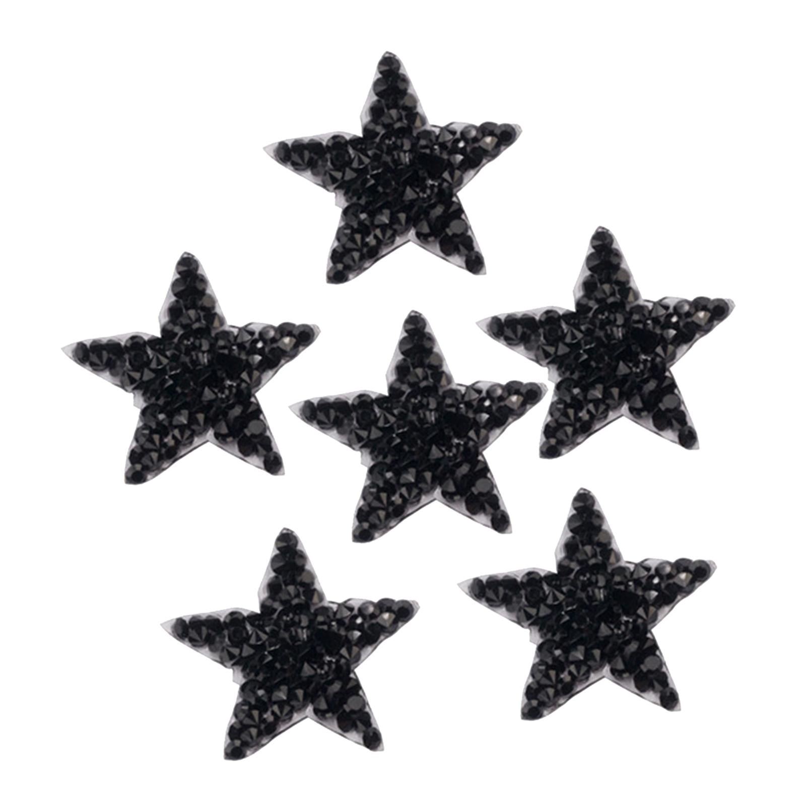 6PCS Rhinestone Star Patches Iron On Sew on Patch Appliques Black
