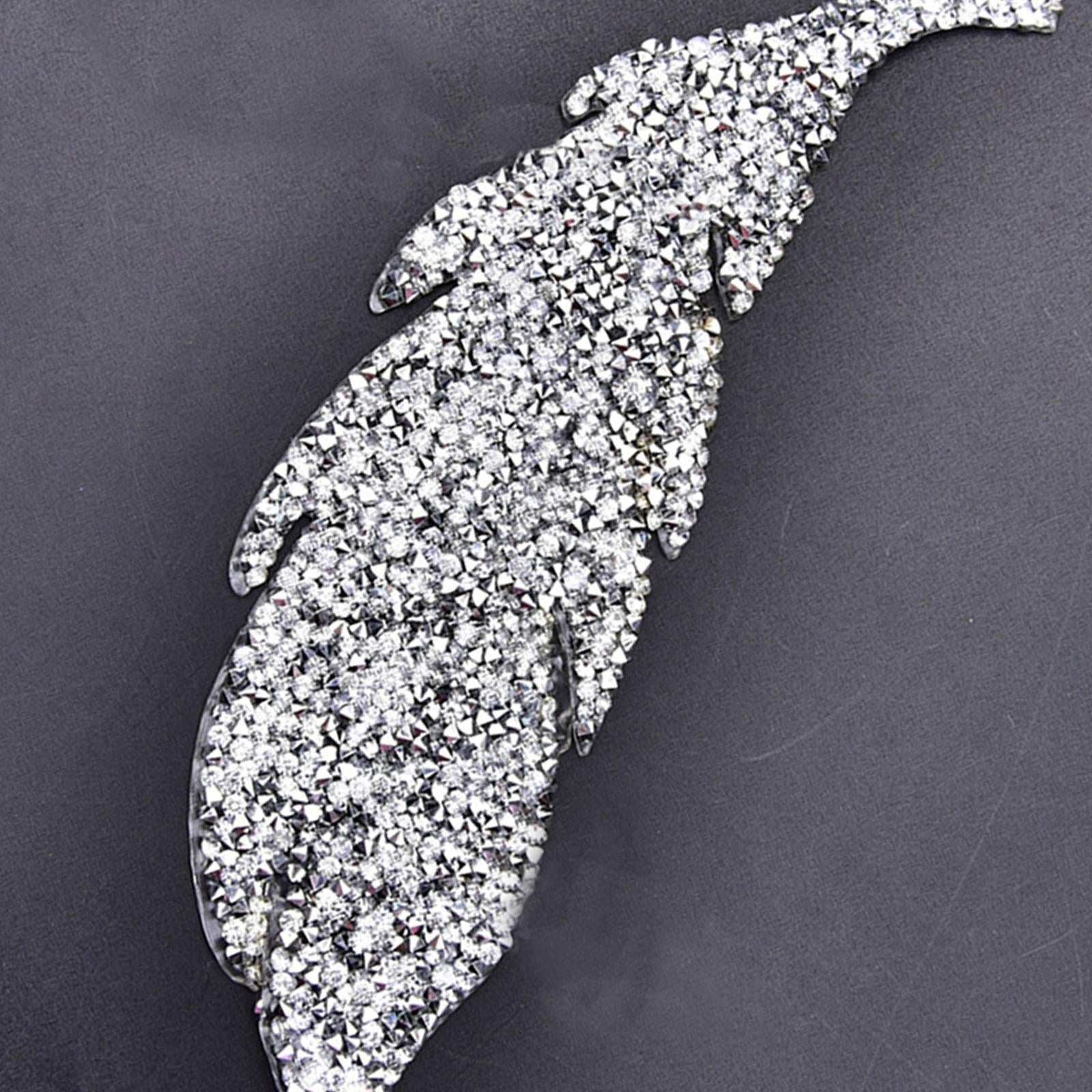 6PCS Rhinestone Leaf Patches Appliques Iron On Sew-on Patch Clothing Repair