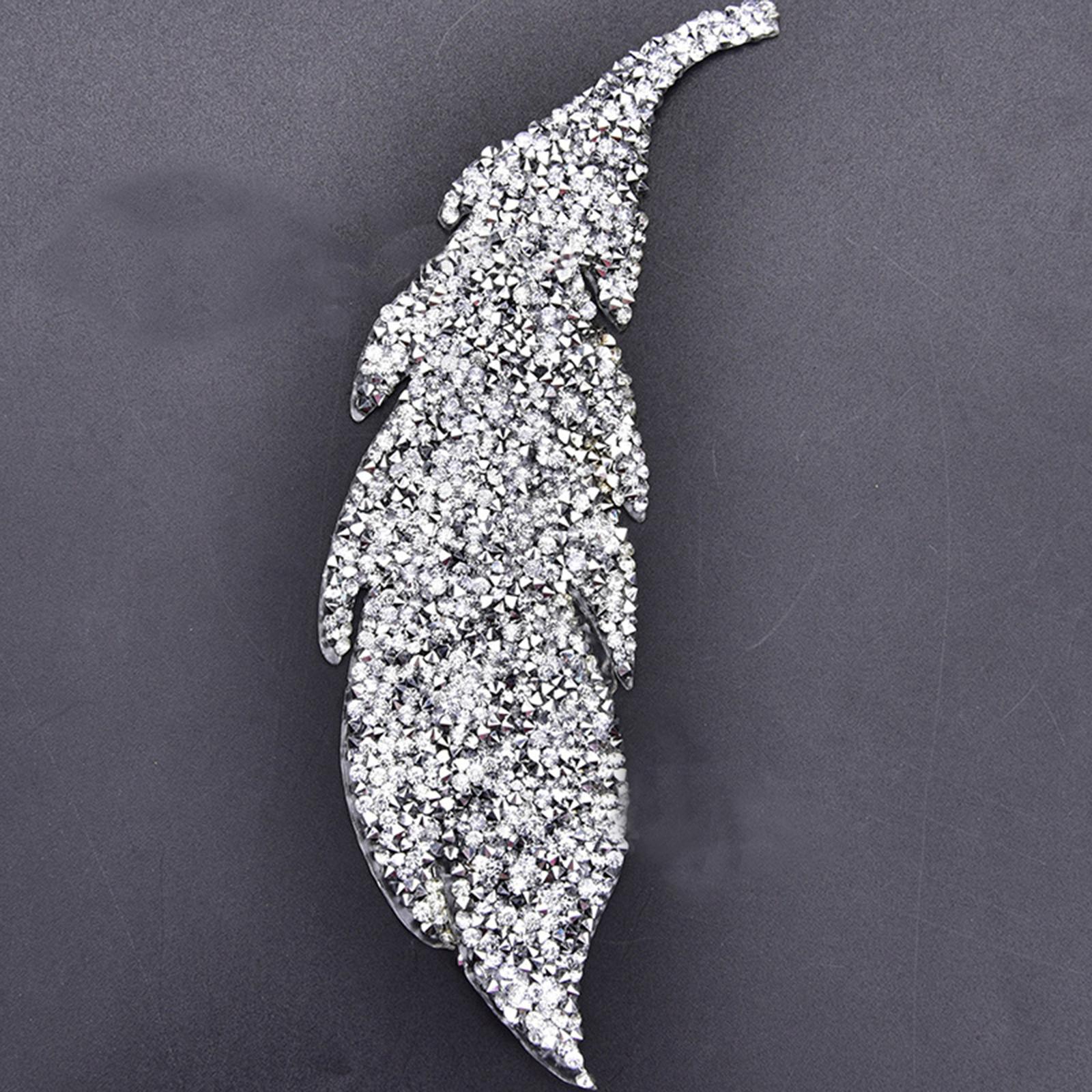 6PCS Rhinestone Leaf Patches Appliques Iron On Sew-on Patch Clothing Repair