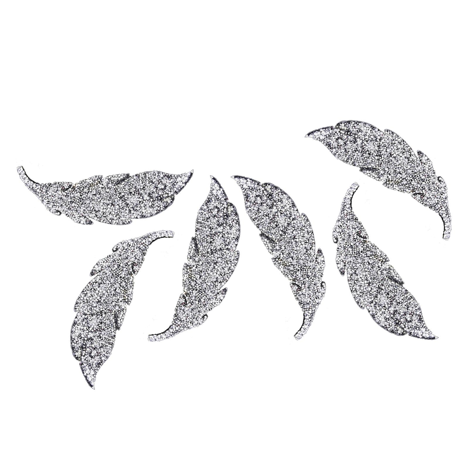 6PCS Rhinestone Leaf Patches Appliques Iron On Sew-on Patch Clothing Repair