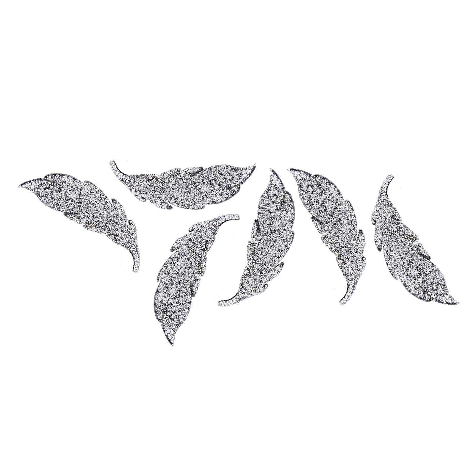 6PCS Rhinestone Leaf Patches Appliques Iron On Sew-on Patch Clothing Repair