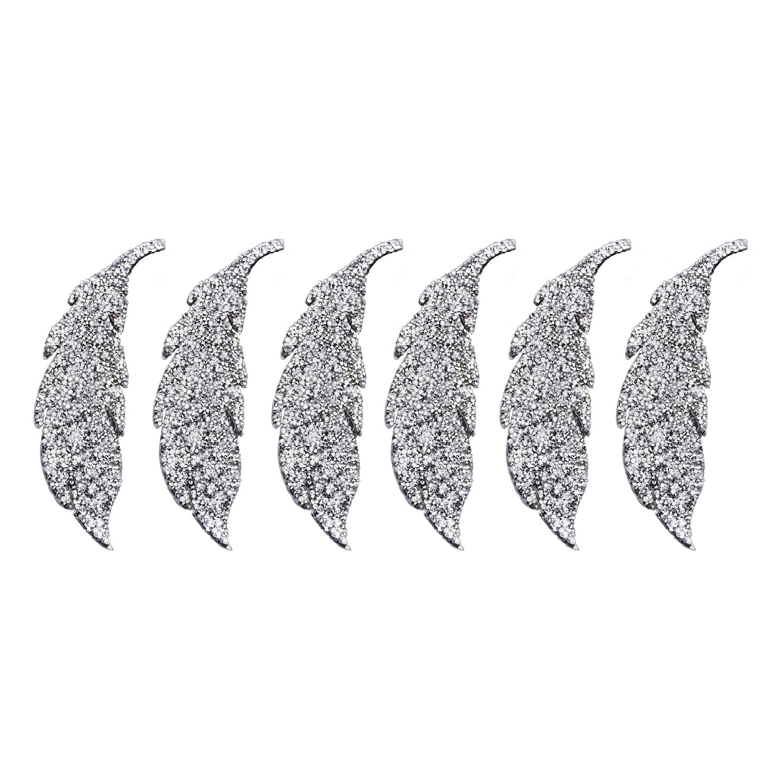 6PCS Rhinestone Leaf Patches Appliques Iron On Sew-on Patch Clothing Repair