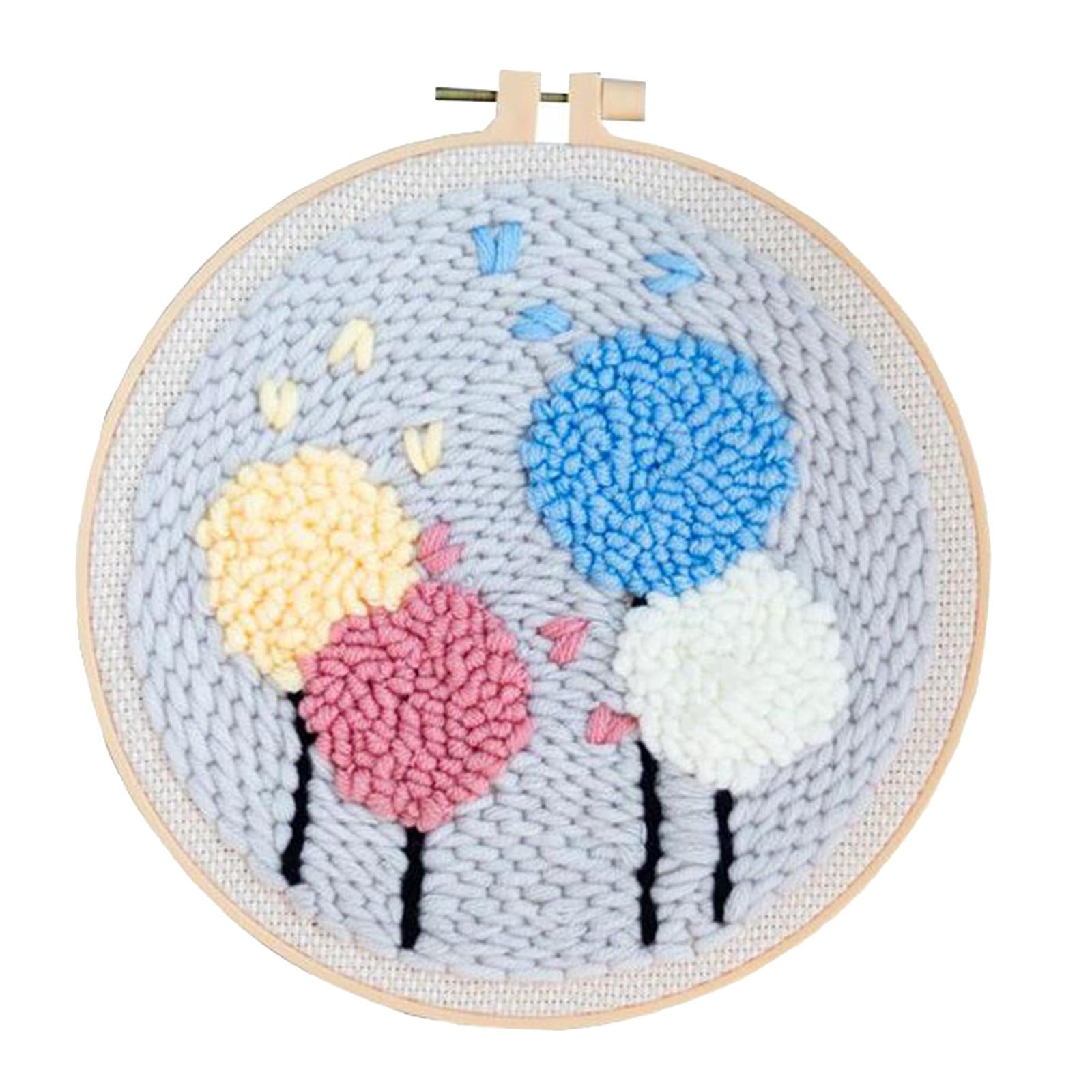 Dandelion Pattern Punch Needle Kit with Basic Tools DIY Needlework Crafts