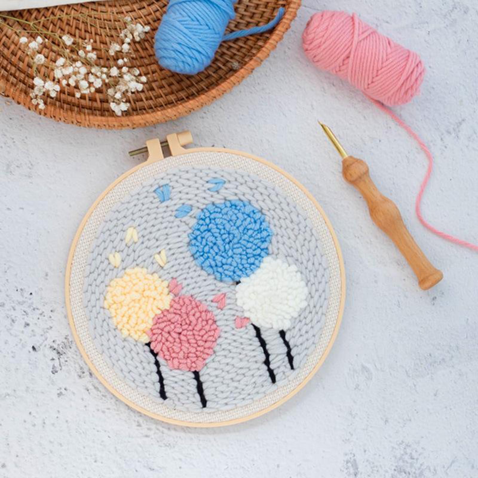 Dandelion Pattern Punch Needle Kit with Basic Tools DIY Needlework Crafts