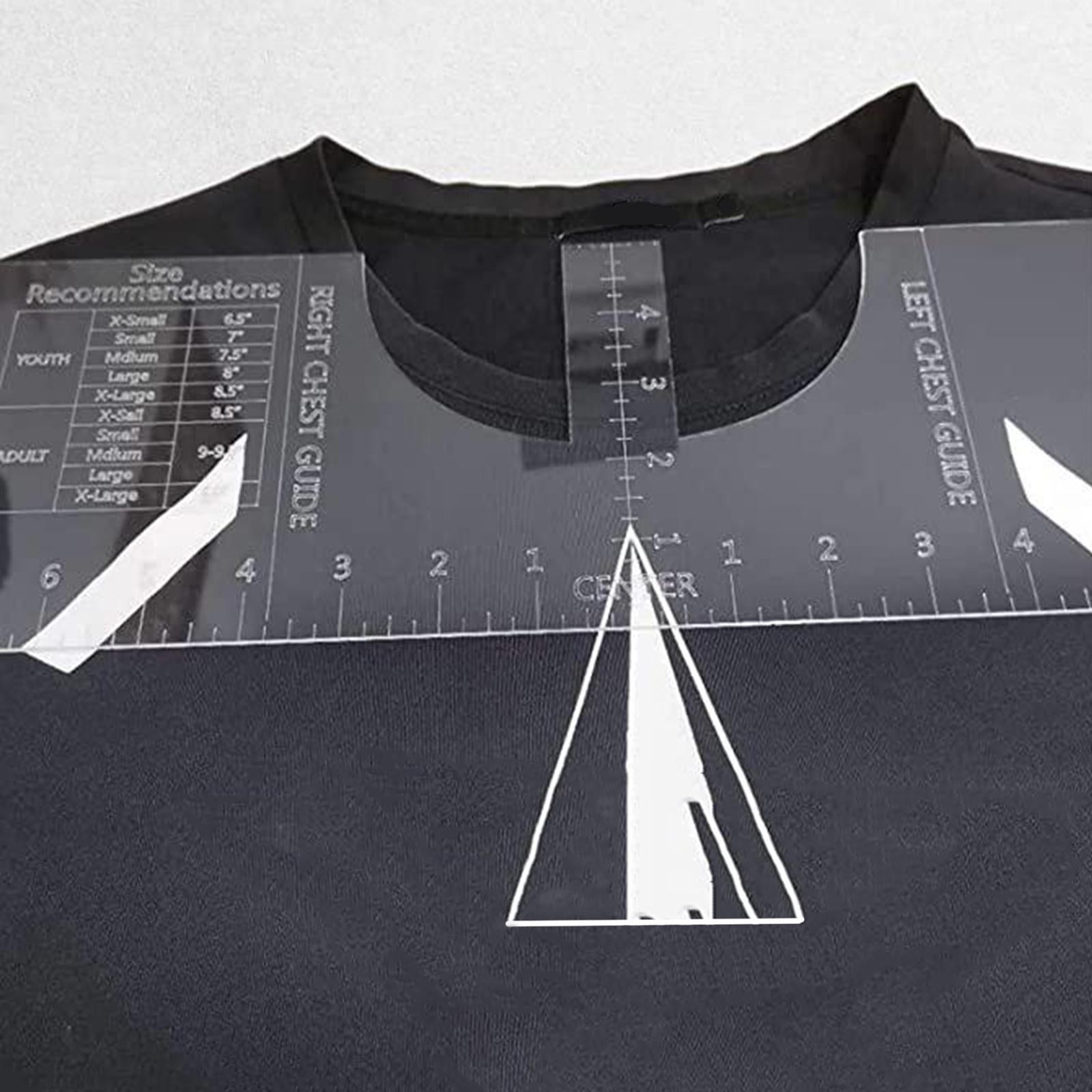 T-shirt Vinyl Shirt Ruler Guide Gauge Crew Neck HTV Graphics Centering Tool