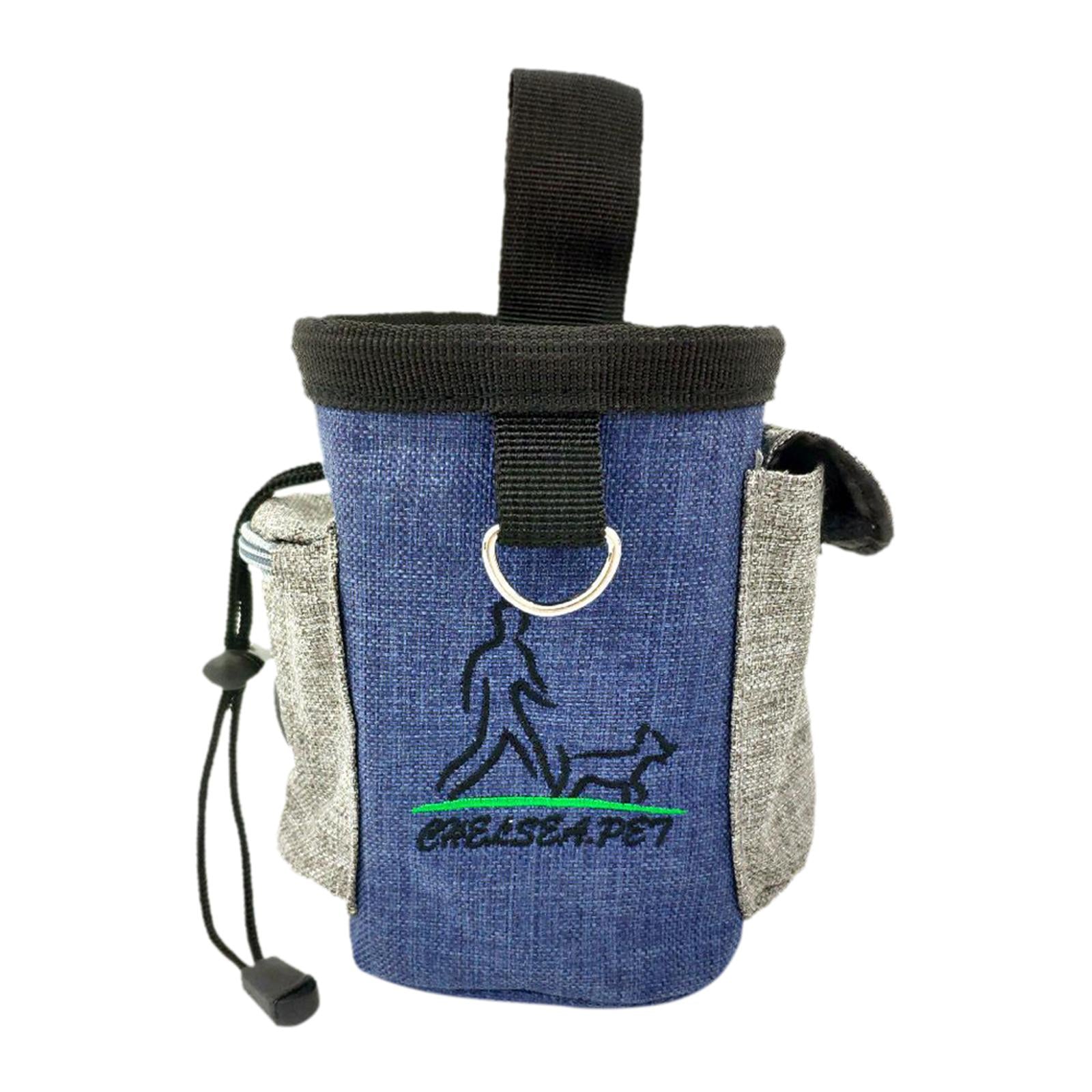 Durable Dog Training Bag Travel Pouch Drawstring Dogs Toys Holder Carrier Denim Blue