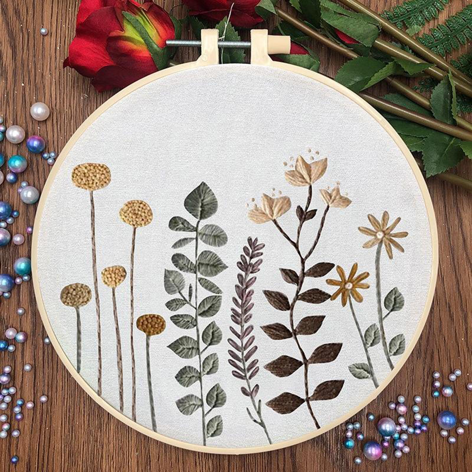 Handmade Cross Stitch Kit Flower Art Making DIY Embroidery Needlework Style2