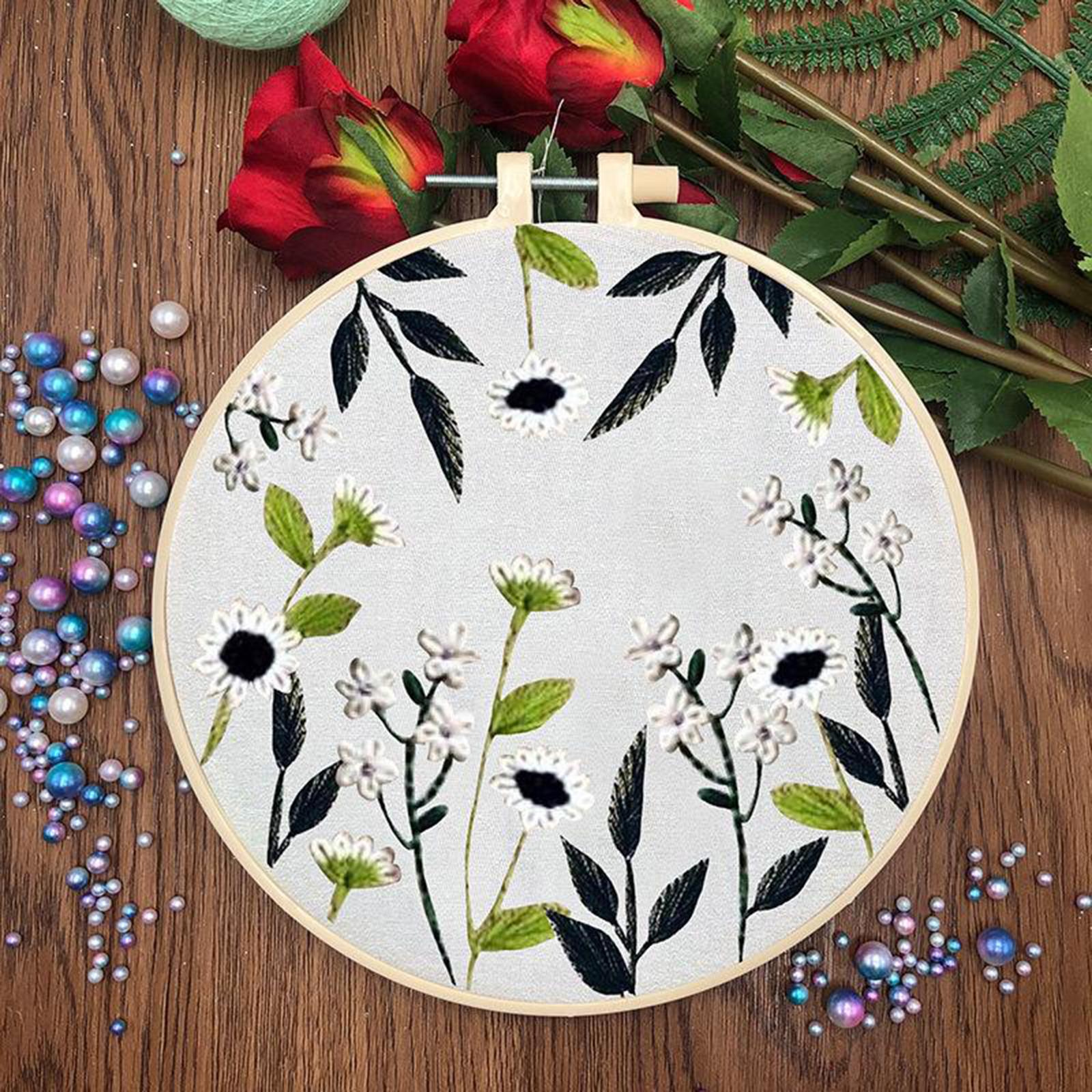Handmade Cross Stitch Kit Flower Art Making DIY Embroidery Needlework Style3