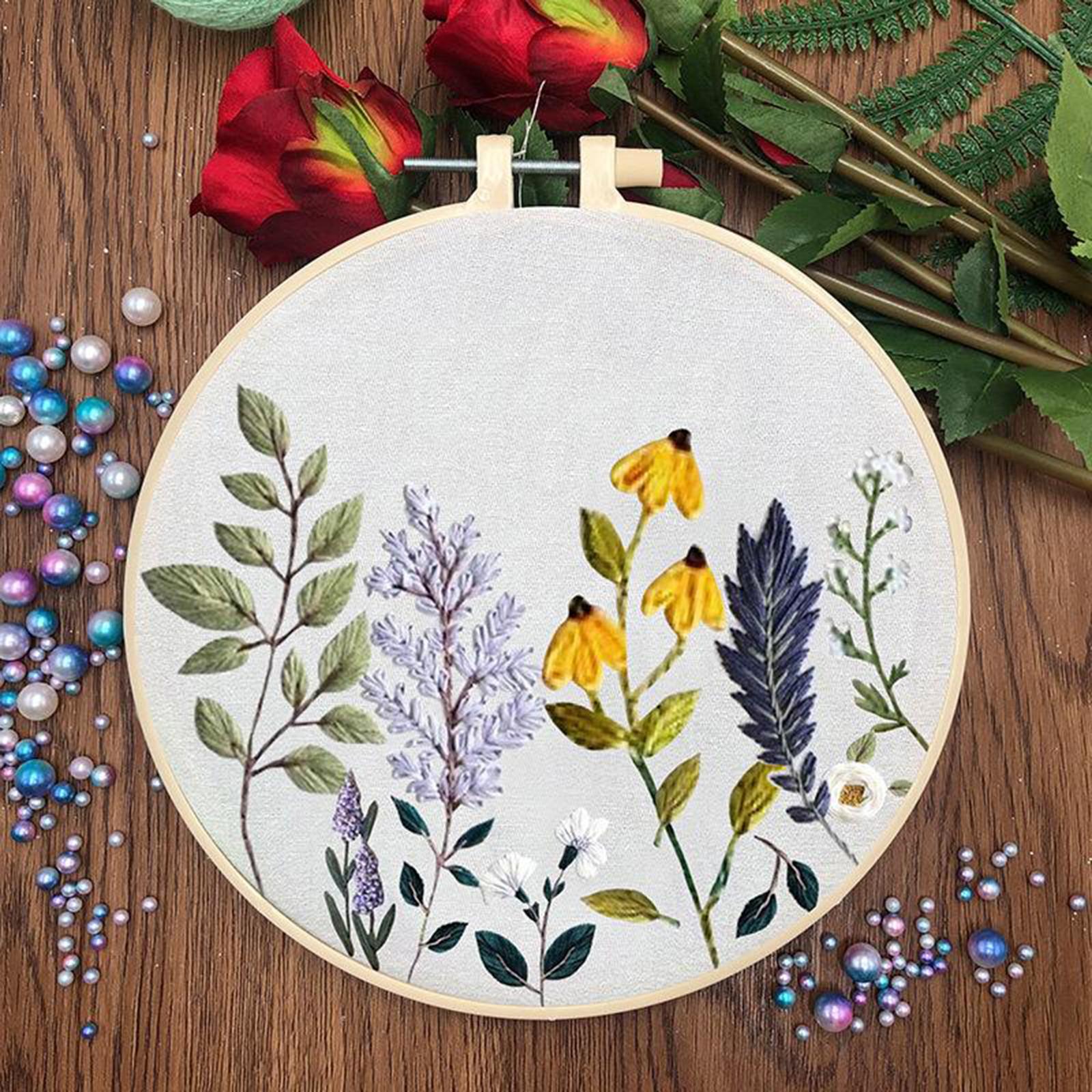 Handmade Cross Stitch Kit Flower Art Making DIY Embroidery Needlework Style4