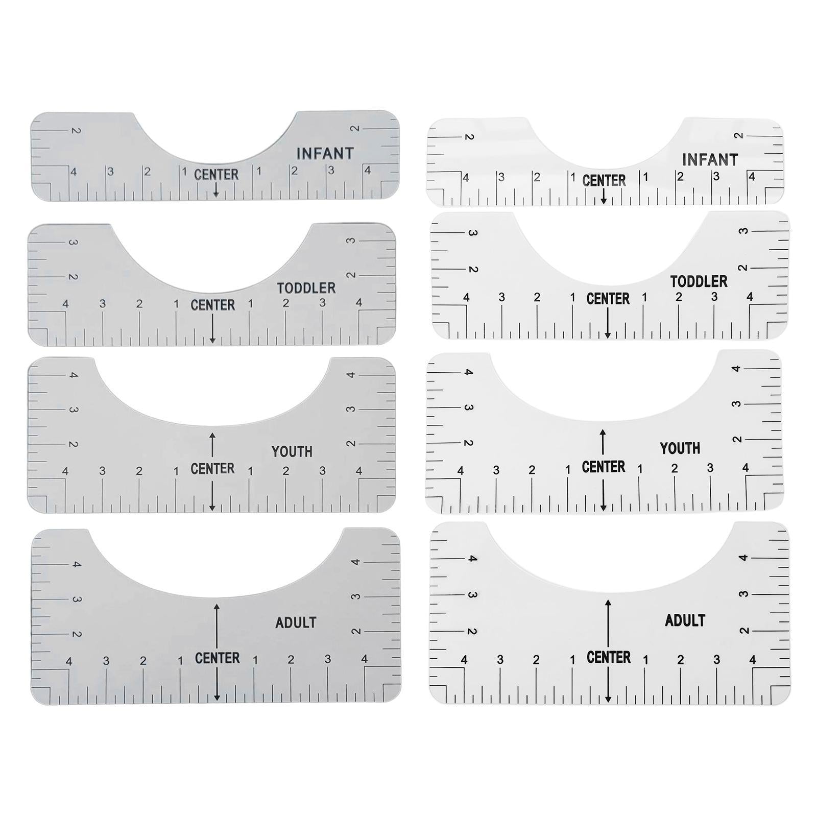 4x PVC T-Shirt Ruler Guide Alignment Centering T Shirt Placement White