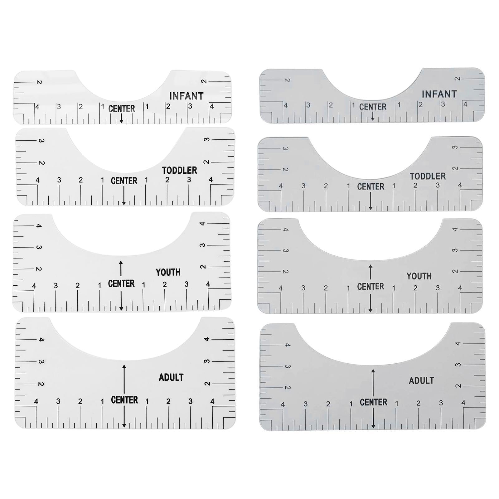 4x PVC T-Shirt Ruler Guide Alignment Centering T Shirt Placement White