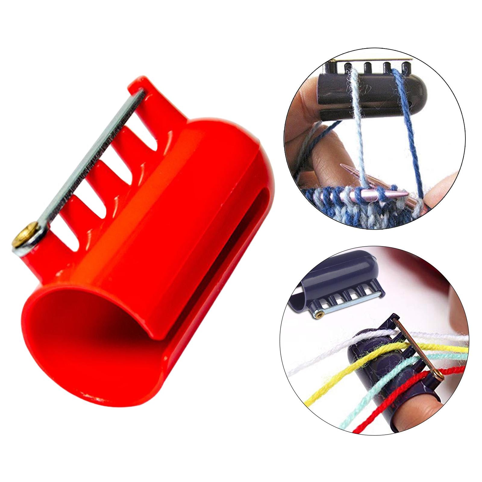 Crocheting Knitting Stranding Yarn Guide Holder Finger Thimble Red