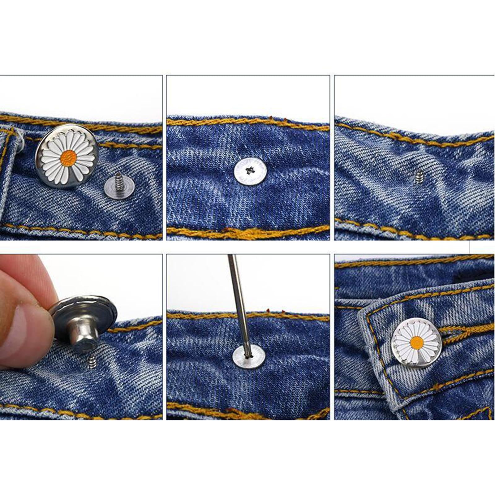 12x 17mm Jeans Buttons Repair Studs for Jean Pant Replace Black Glossy