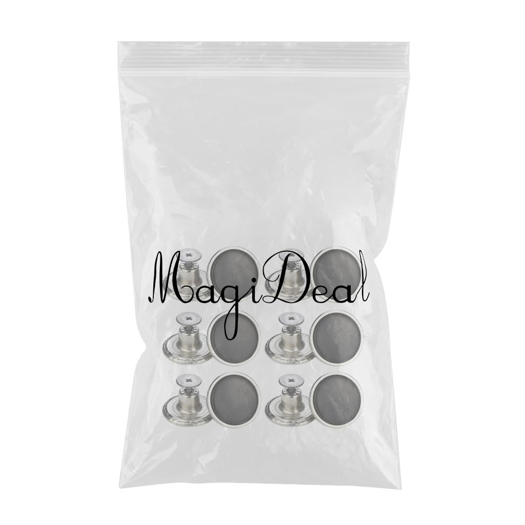 12x 17mm Jeans Buttons Repair Studs for Jean Pant Replace Black Glossy