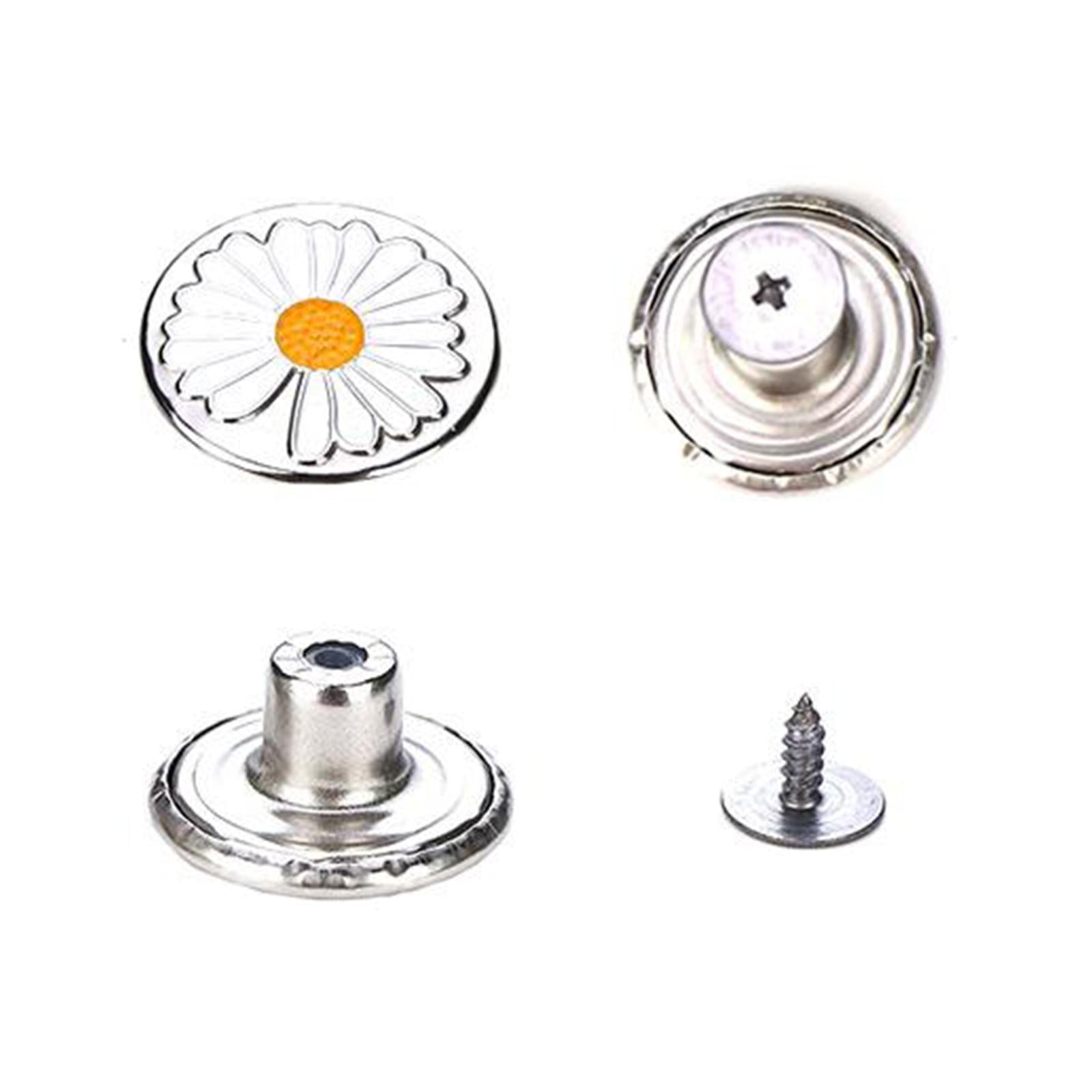 12x 17mm Jeans Buttons Repair Studs for Jean Pant Replace Silver Daisy