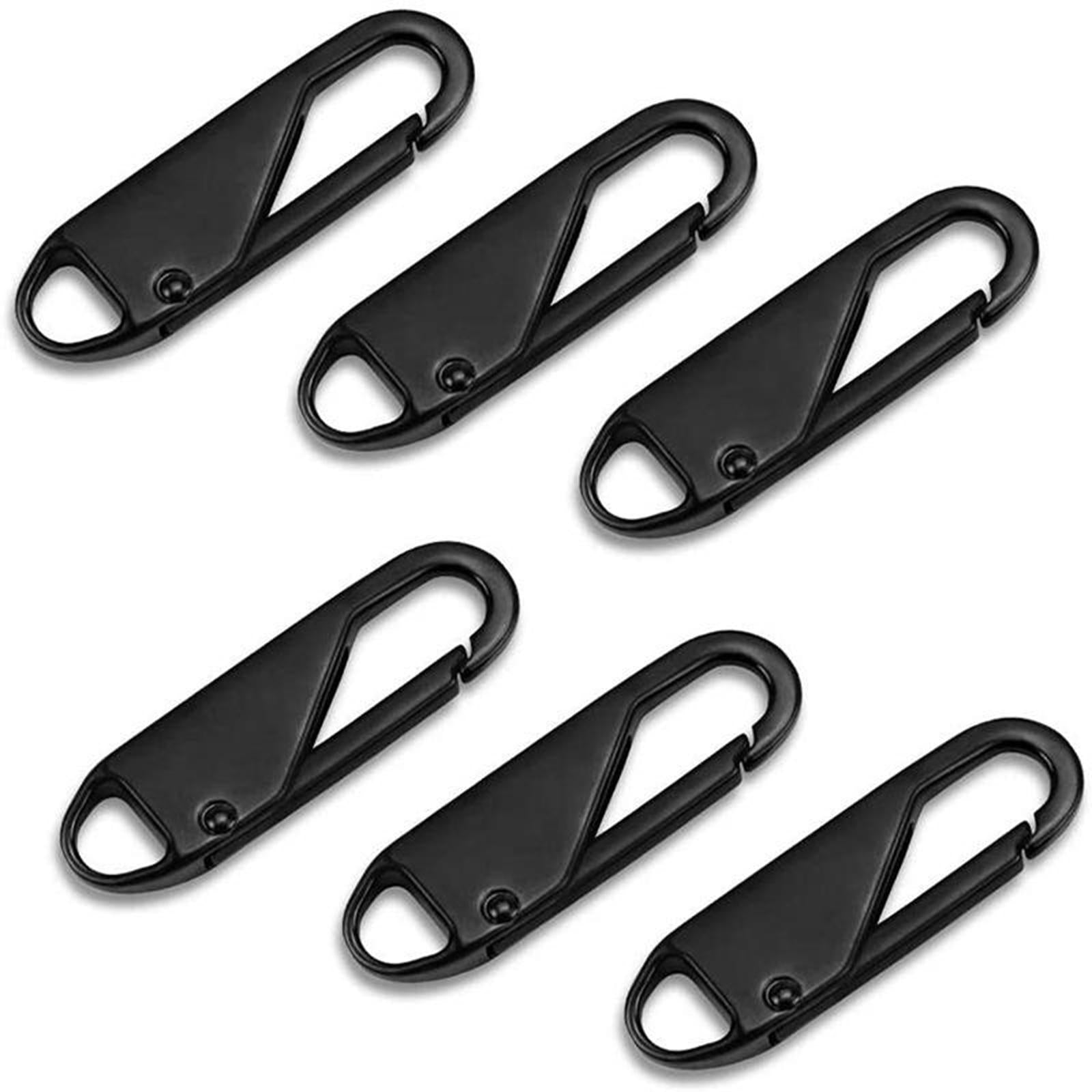 10 Pcs Zipper Pull Replacement Metal Zipper Gripper Fixer Tabs  Black