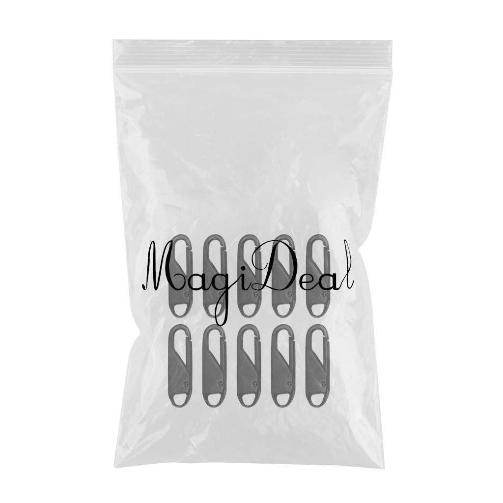 10 Pcs Zipper Pull Replacement Metal Zipper Gripper Fixer Tabs  Black