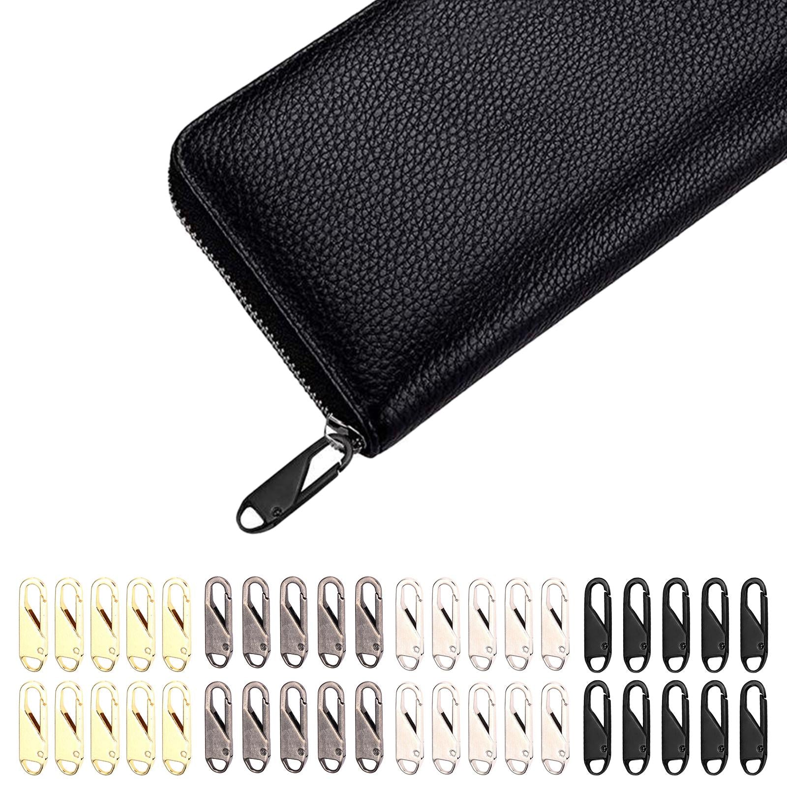 10 Pcs Zipper Pull Replacement Metal Zipper Gripper Fixer Tabs  Black