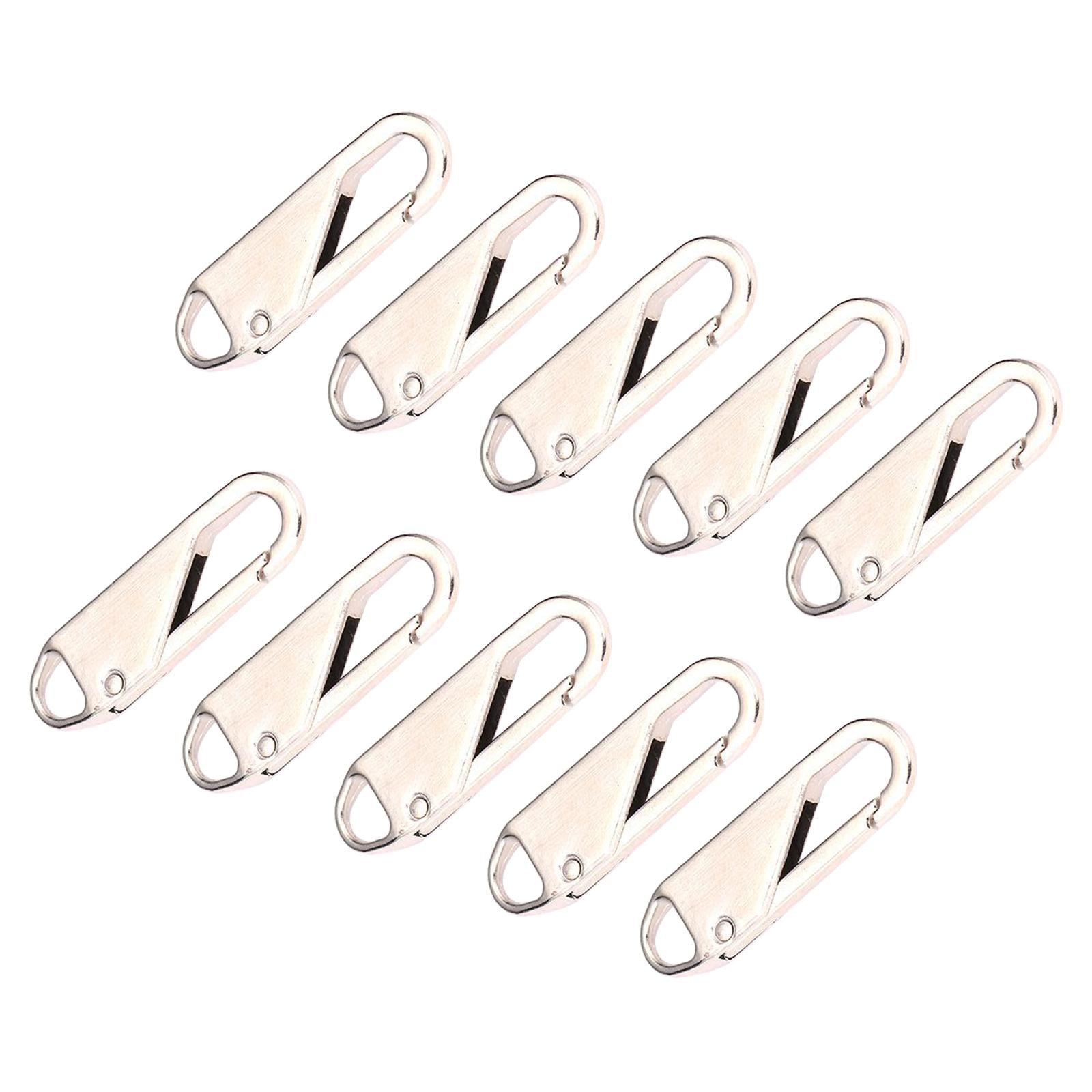 10 Pcs Zipper Pull Replacement Metal Zipper Gripper Fixer Tabs  Silver