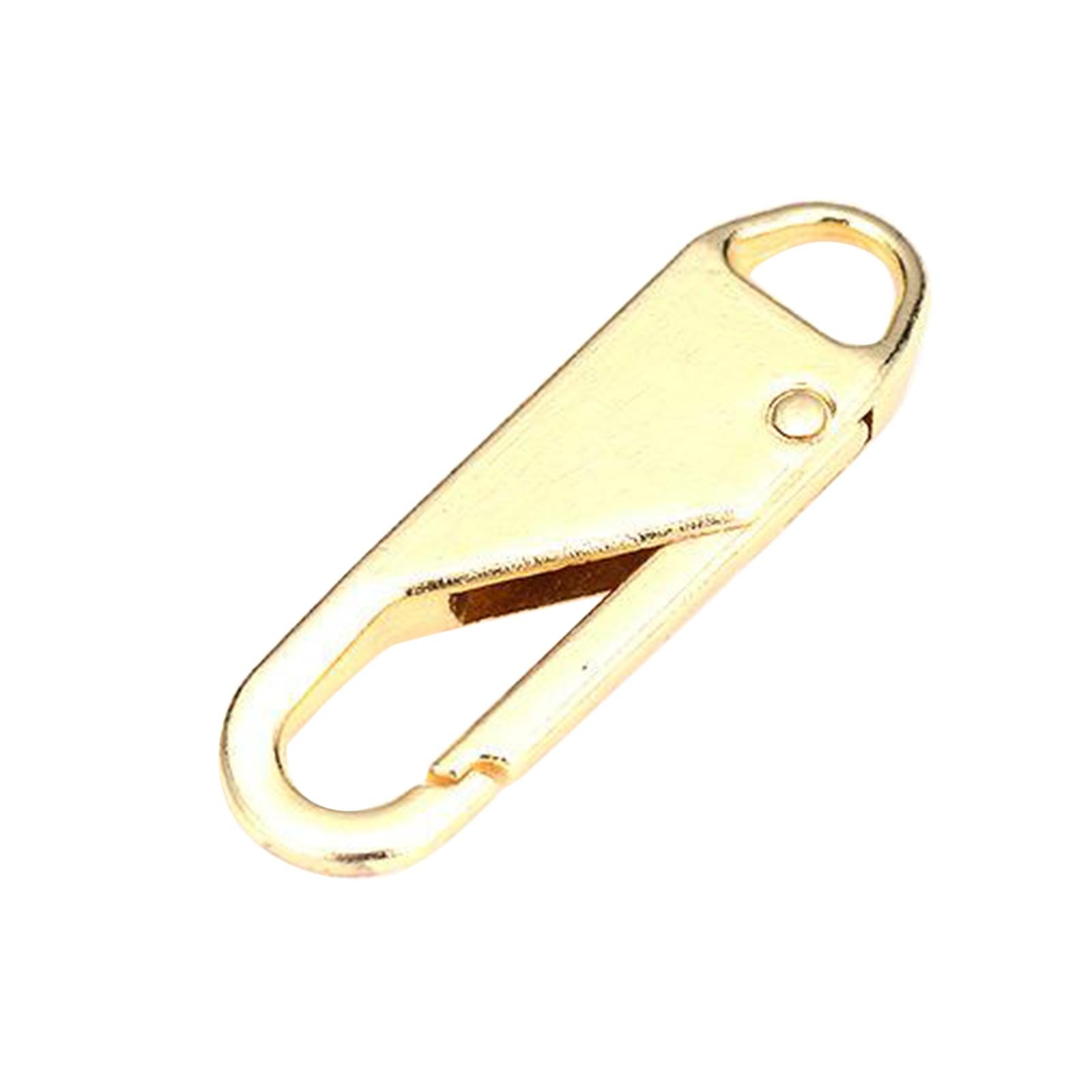 10 Pcs Zipper Pull Replacement Metal Zipper Gripper Fixer Tabs  Golden
