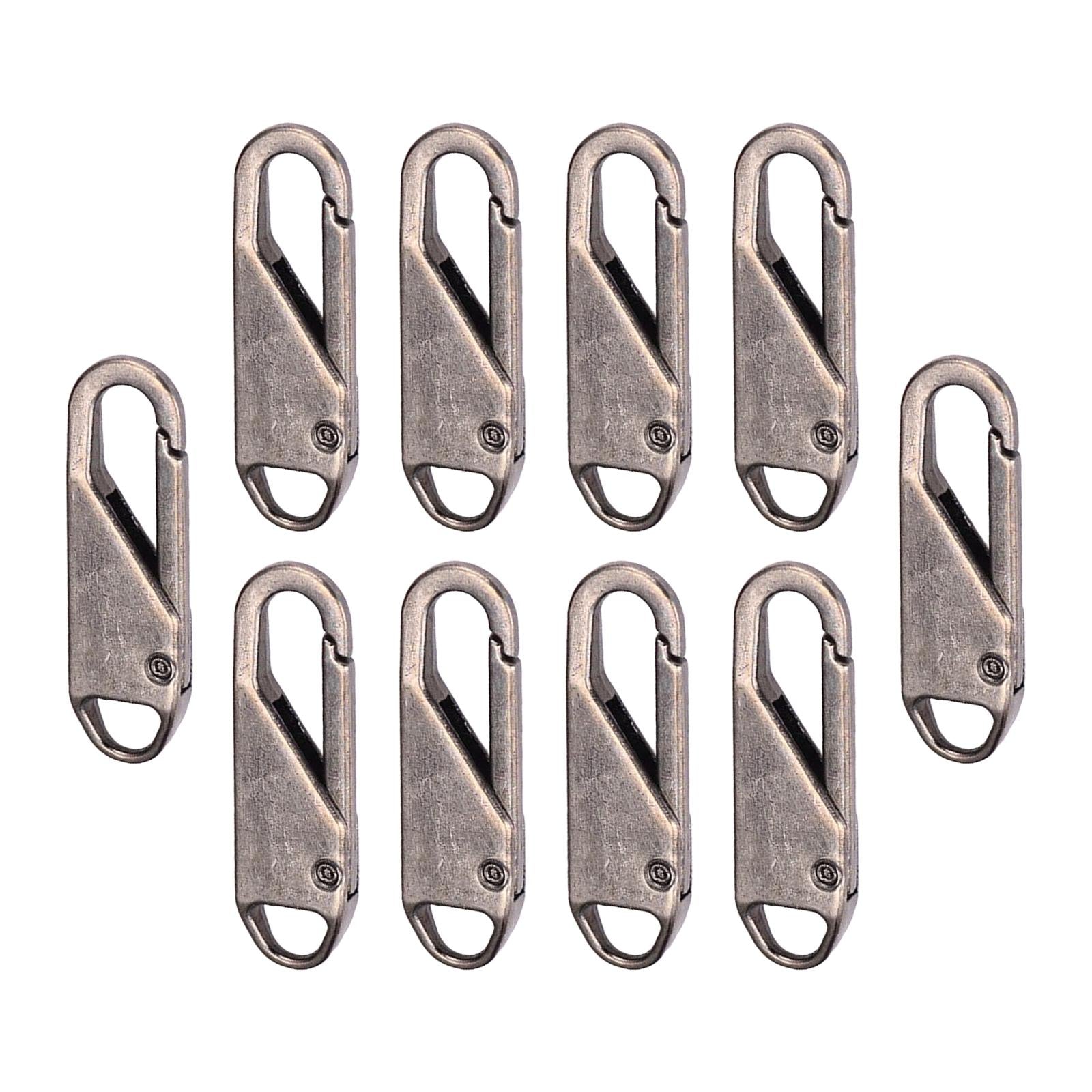 10 Pcs Zipper Pull Replacement Metal Zipper Gripper Fixer Tabs  Gun