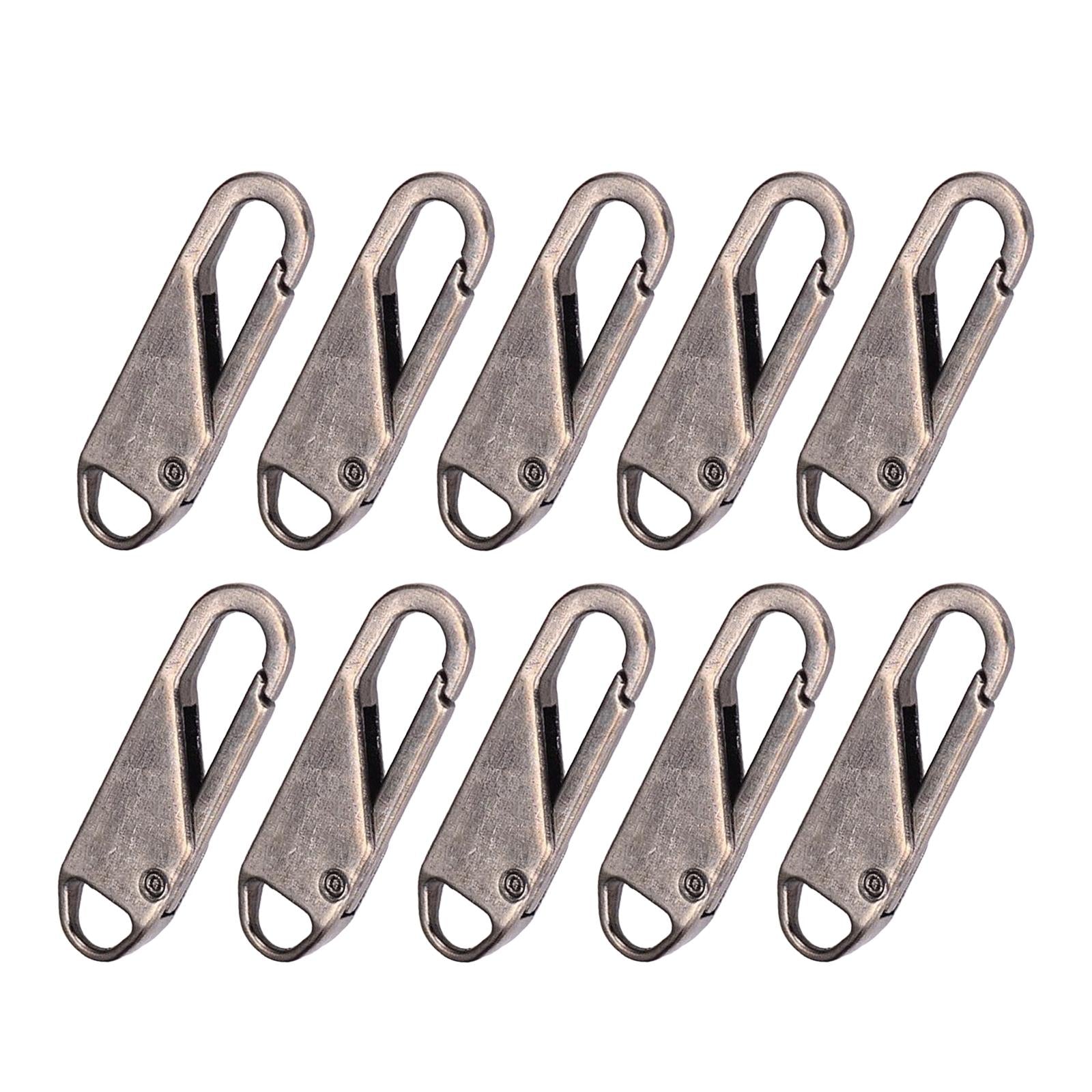 10 Pcs Zipper Pull Replacement Metal Zipper Gripper Fixer Tabs  Gun