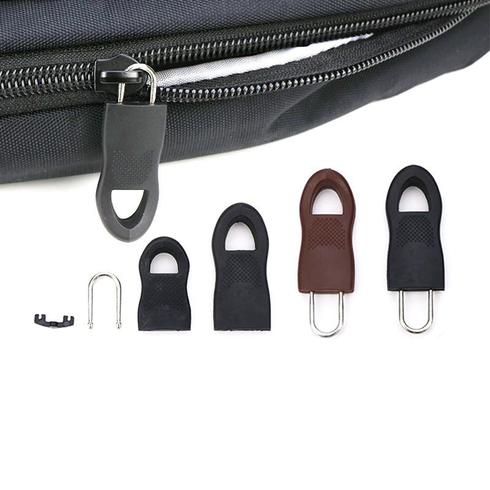10Pcs Detachable Zip Fixer Zipper Tags Repair Pull Tab Brown 3.4x1.4cm