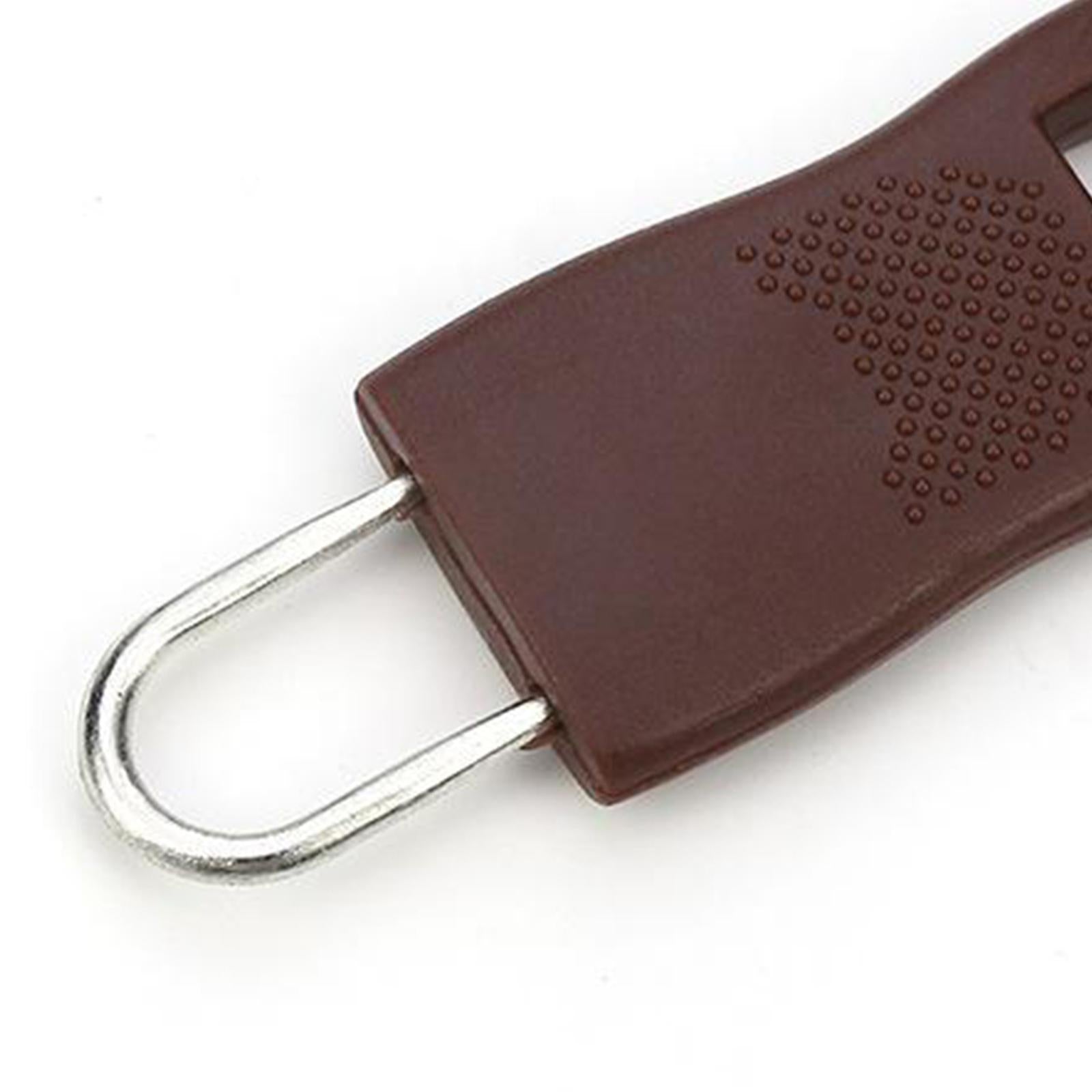 10Pcs Detachable Zip Fixer Zipper Tags Repair Pull Tab Brown 2.5x1.5cm