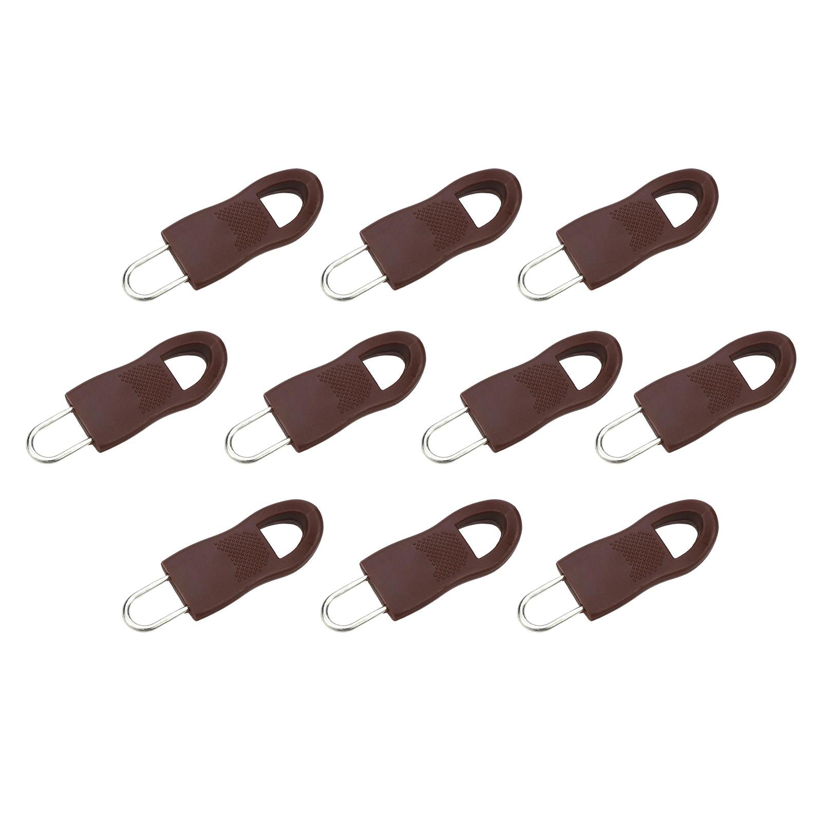 10Pcs Detachable Zip Fixer Zipper Tags Repair Pull Tab Brown 2.5x1.5cm