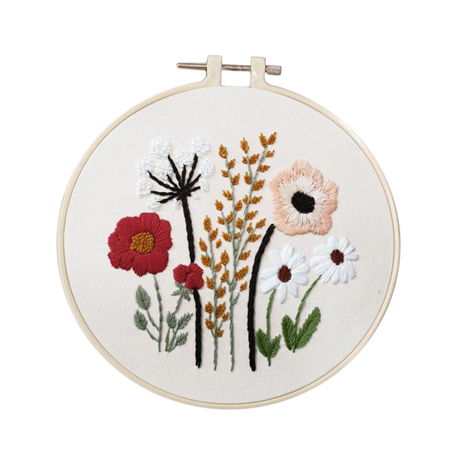 1 Set Embrodiery Starter Kits with Basic Tools DIY Needlework Gift A