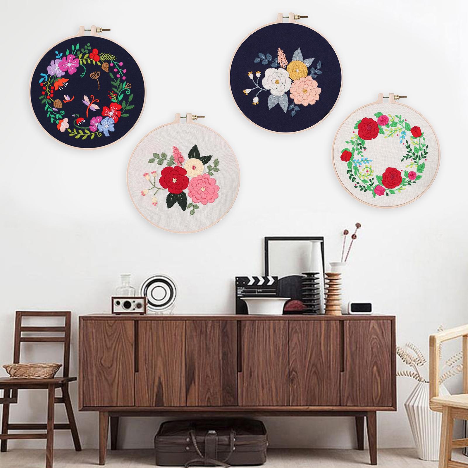 Handmade Embroidery Kit Plants Cross Stitch Material Hand Craft Hoop Style 1
