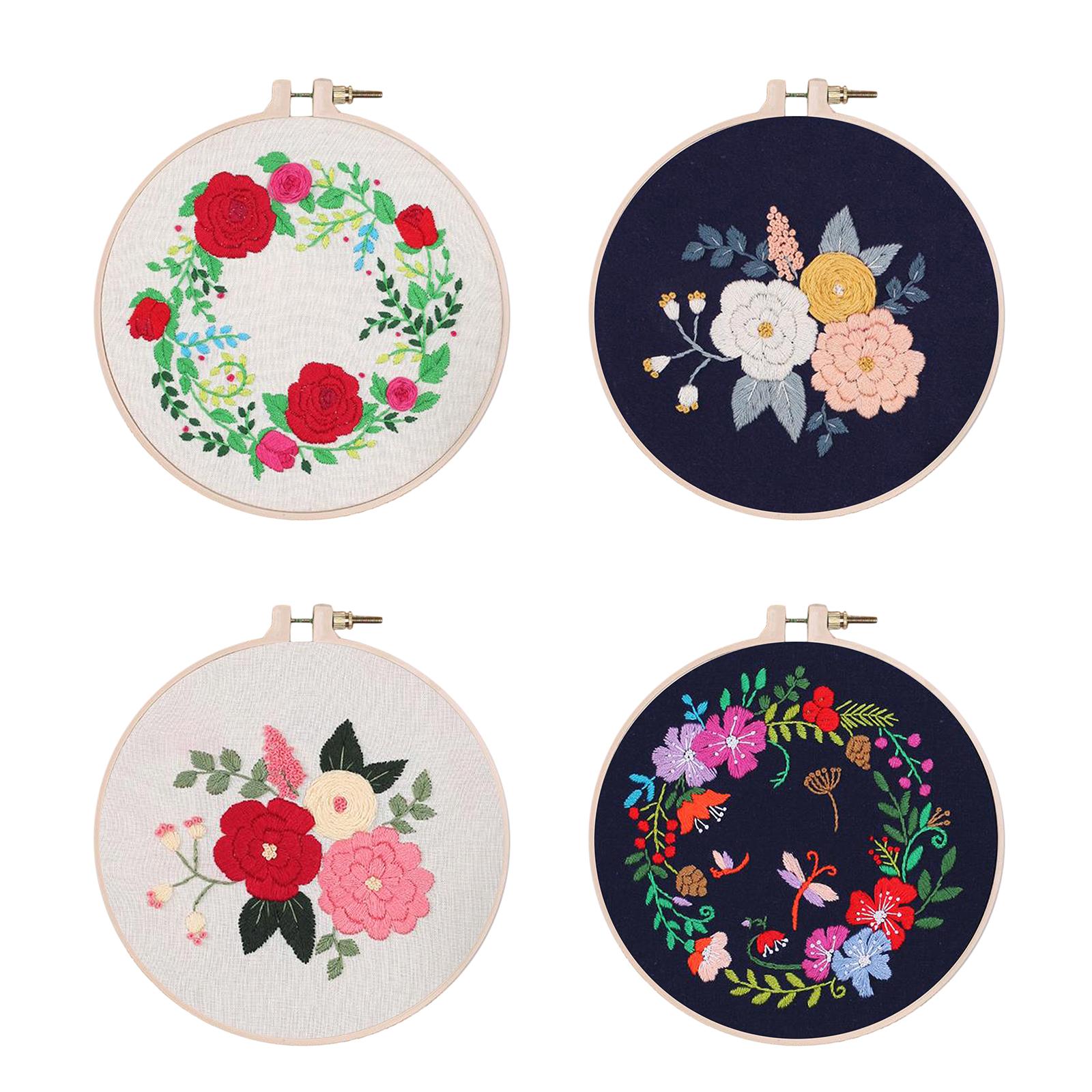 Handmade Embroidery Kit Plants Cross Stitch Material Hand Craft Hoop Style 1