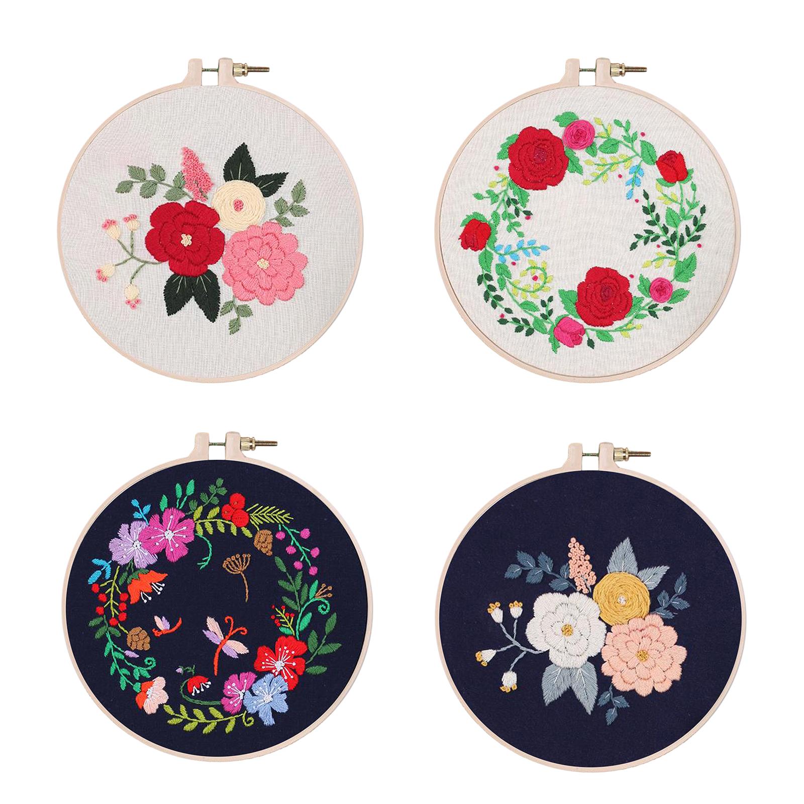 Handmade Embroidery Kit Plants Cross Stitch Material Hand Craft Hoop Style 1