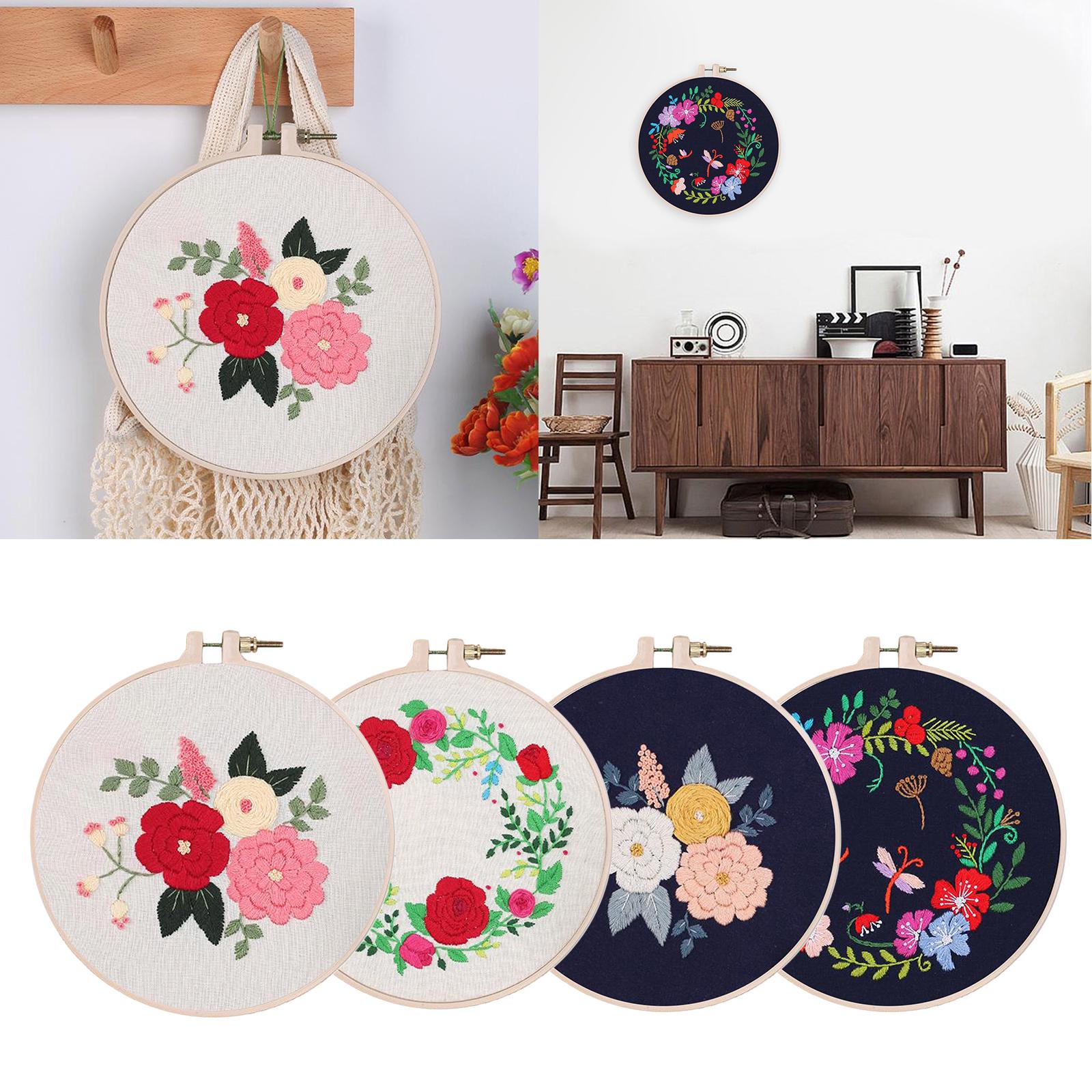 Handmade Embroidery Kit Plants Cross Stitch Material Hand Craft Hoop Style 1