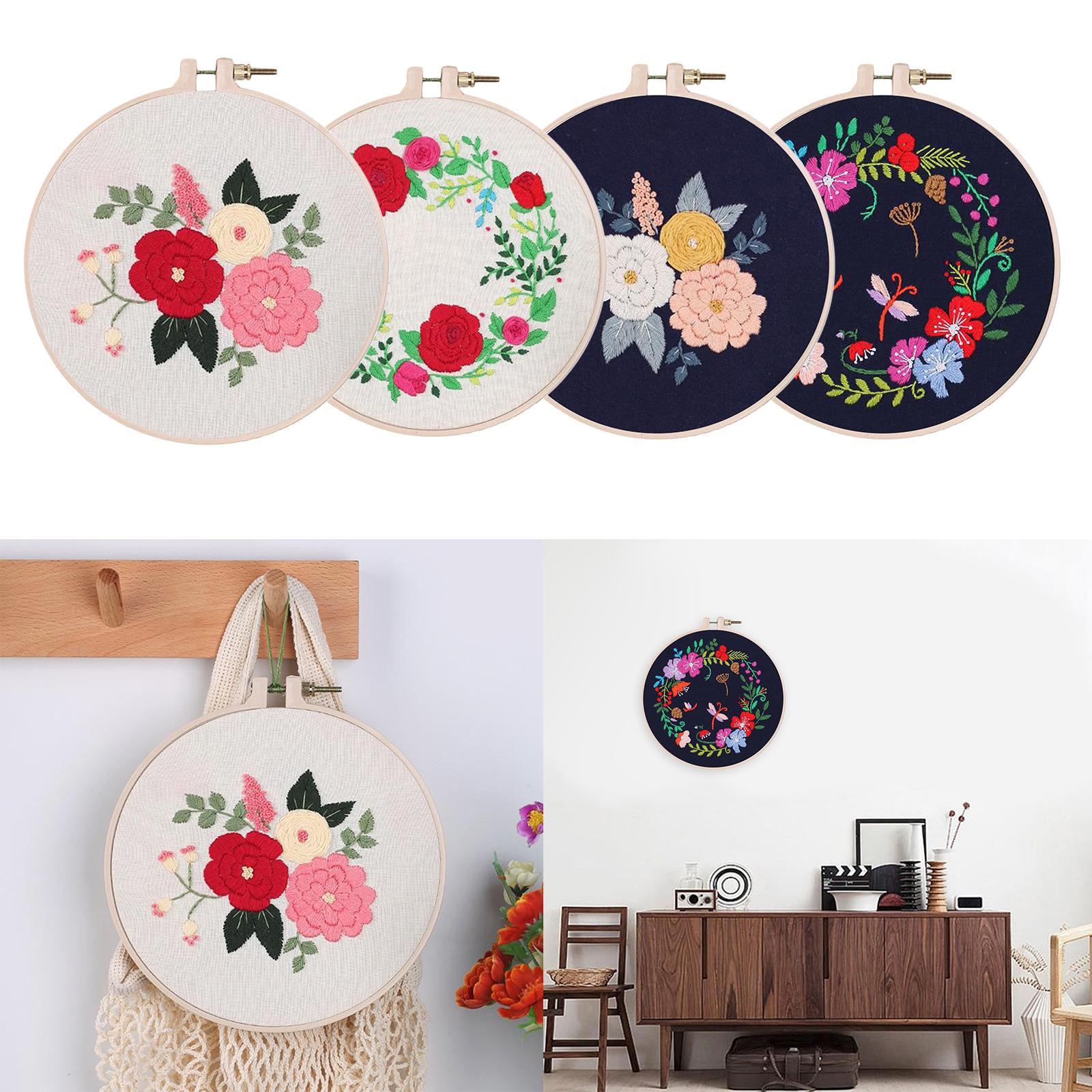 Handmade Embroidery Kit Plants Cross Stitch Material Hand Craft Hoop Style 1