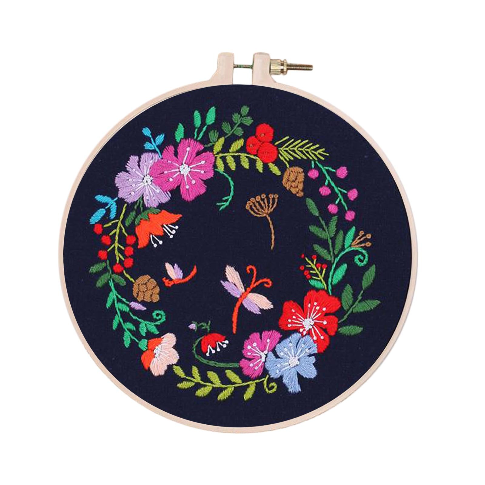 Handmade Embroidery Kit Plants Cross Stitch Material Hand Craft Hoop Style 4