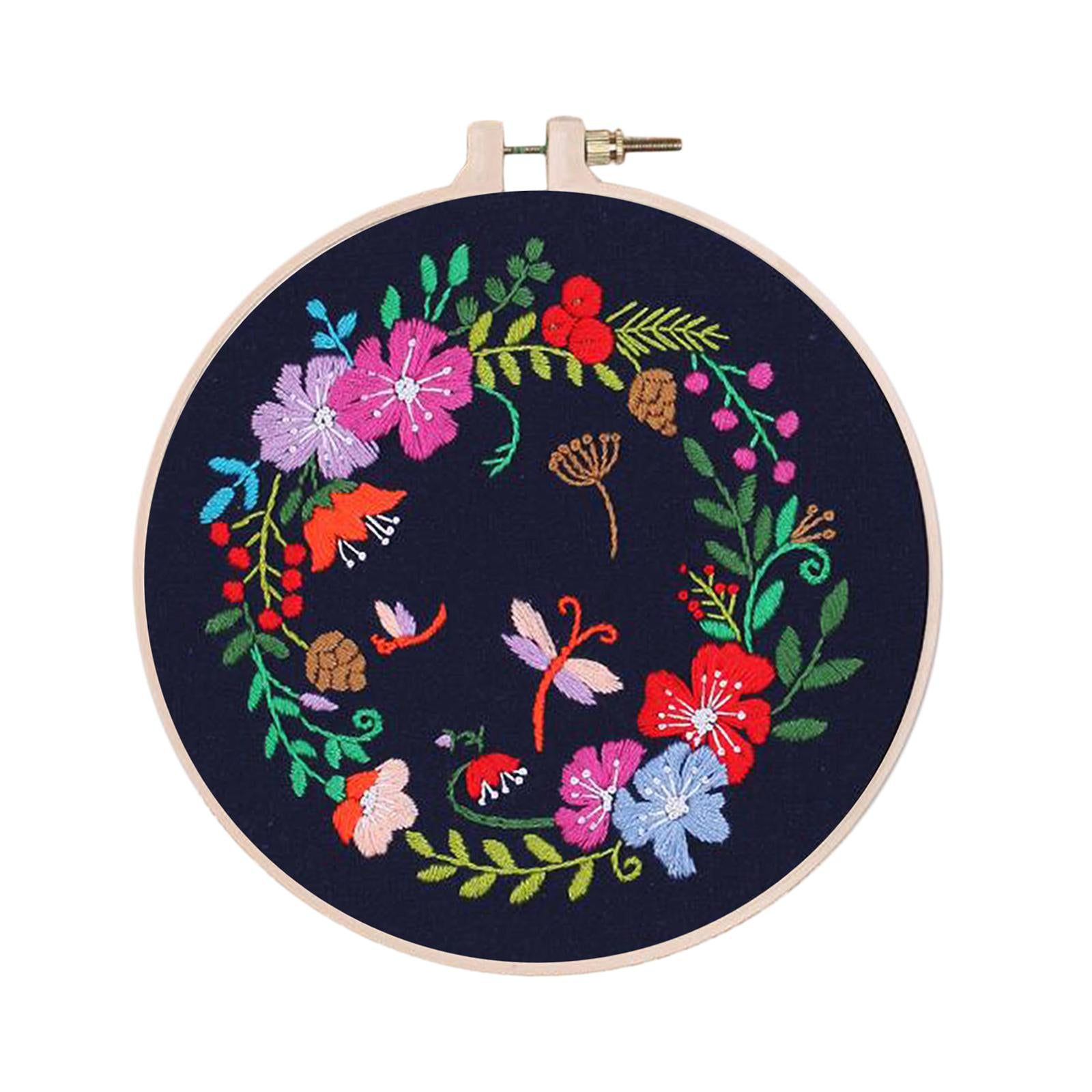 Handmade Embroidery Kit Plants Cross Stitch Material Hand Craft Hoop Style 4