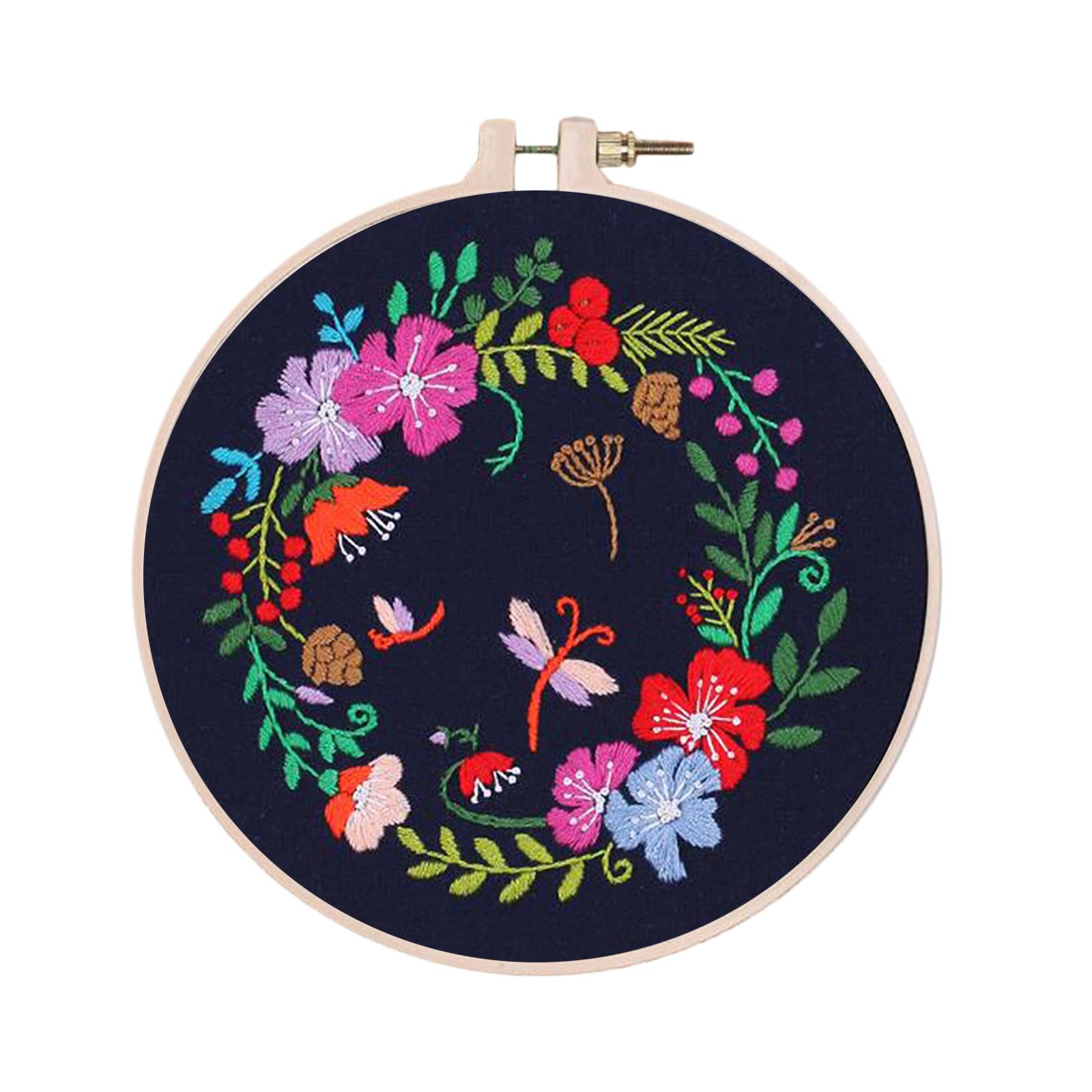Handmade Embroidery Kit Plants Cross Stitch Material Hand Craft Hoop Style 4